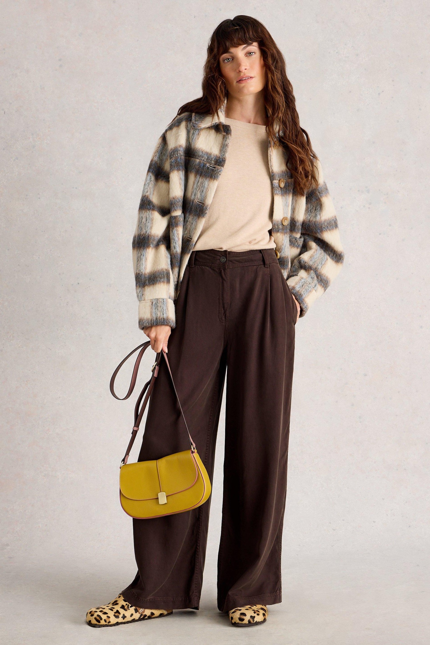 SASHA WIDE LEG TROUSER DARK BROWN 1