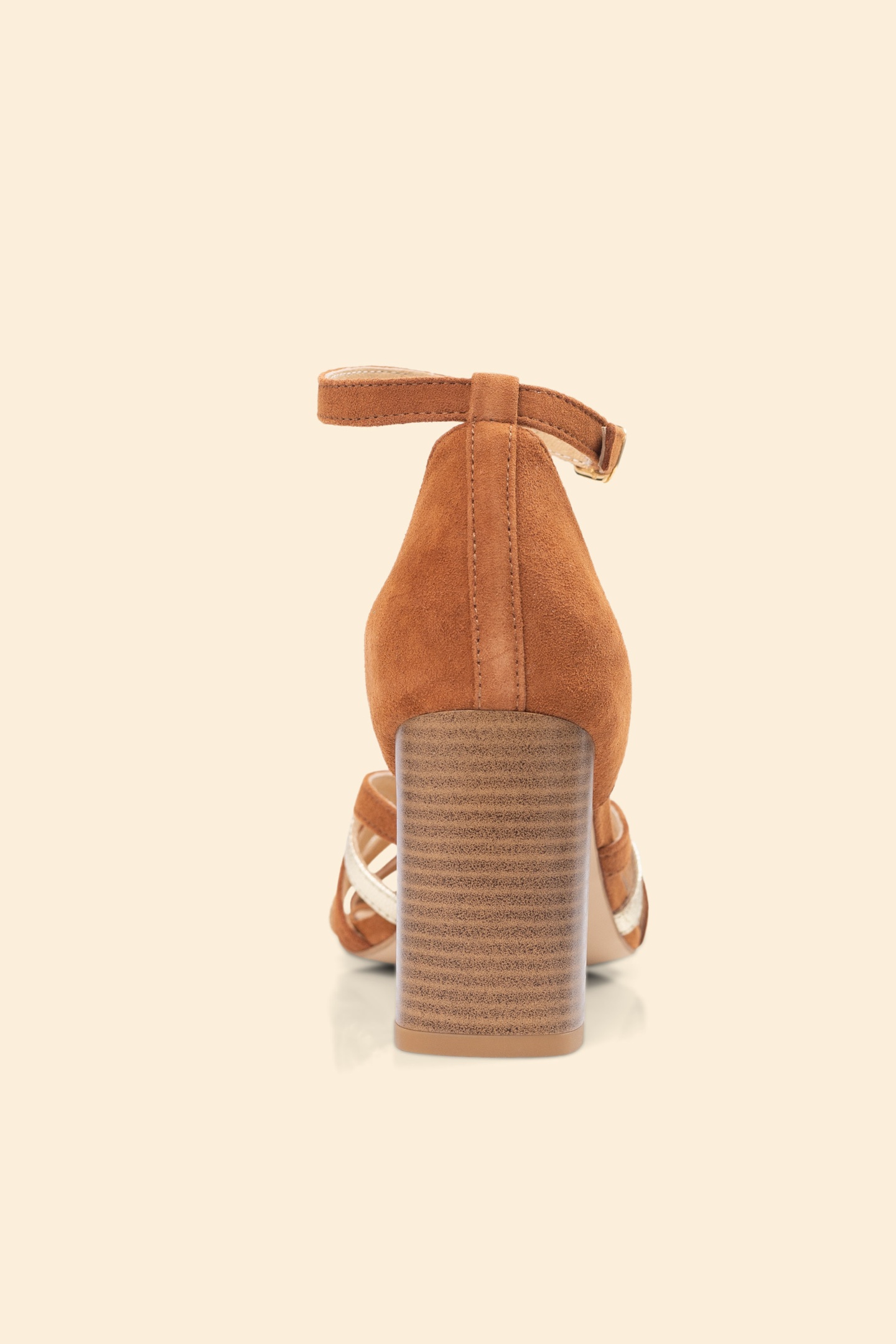 CAMEL AND GOLD HEELED SANDALS IN VELOUR LEATHER CAMEL 3