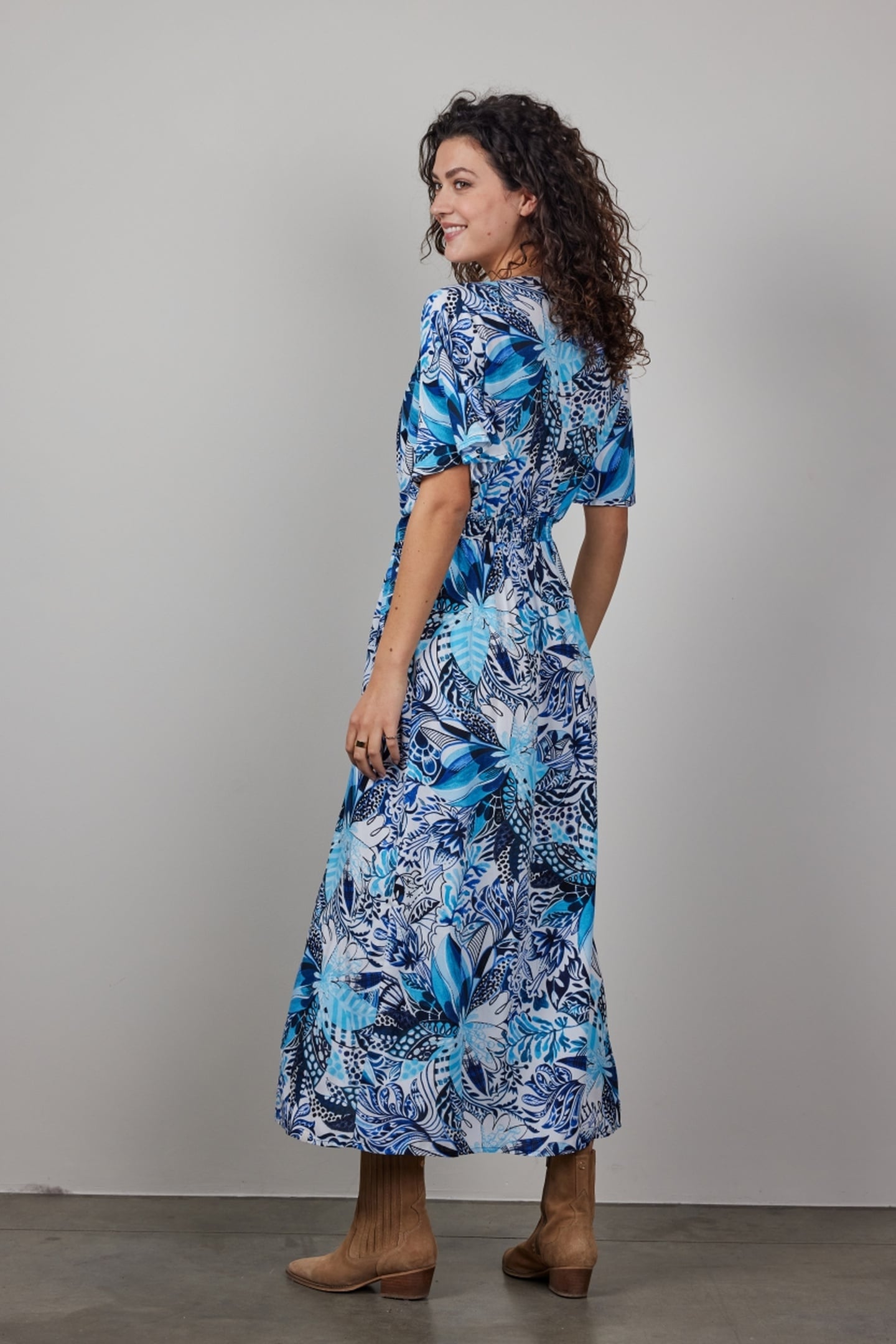 DRESS NOVA IN OFFWHITE WITH BLUE AZUR FUSION PRINT 3