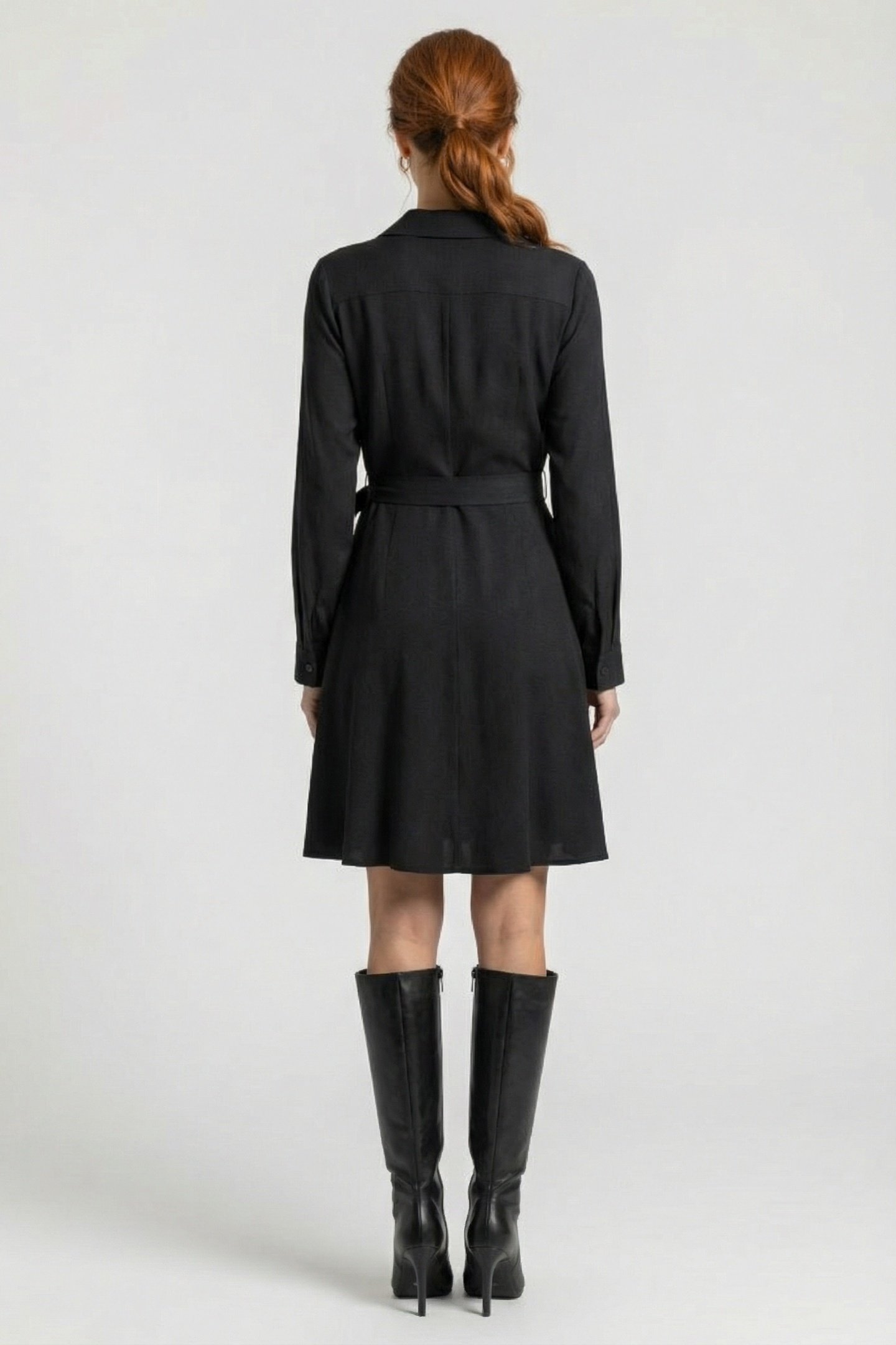 VISCOSE TWILL KNEE DRESS BLACK 2