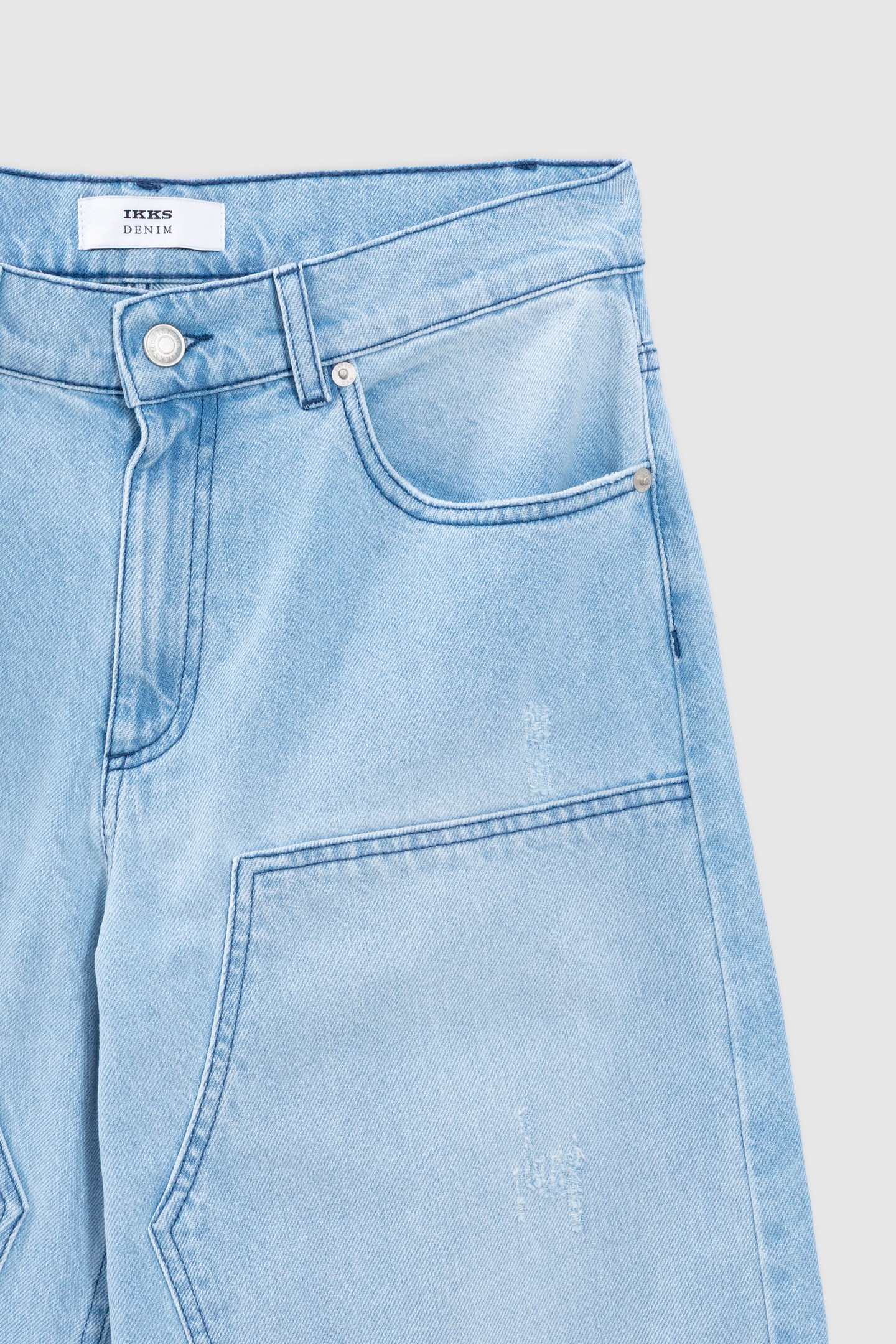 WIDE-LEG LIGHT BLUE DENIM JEANS WITH WORN EFFECT 4