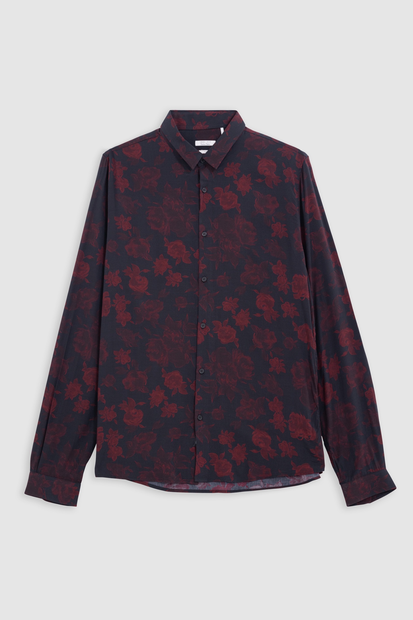 BLACK SLIM SHIRT WITH RED ROSE PRINT 5