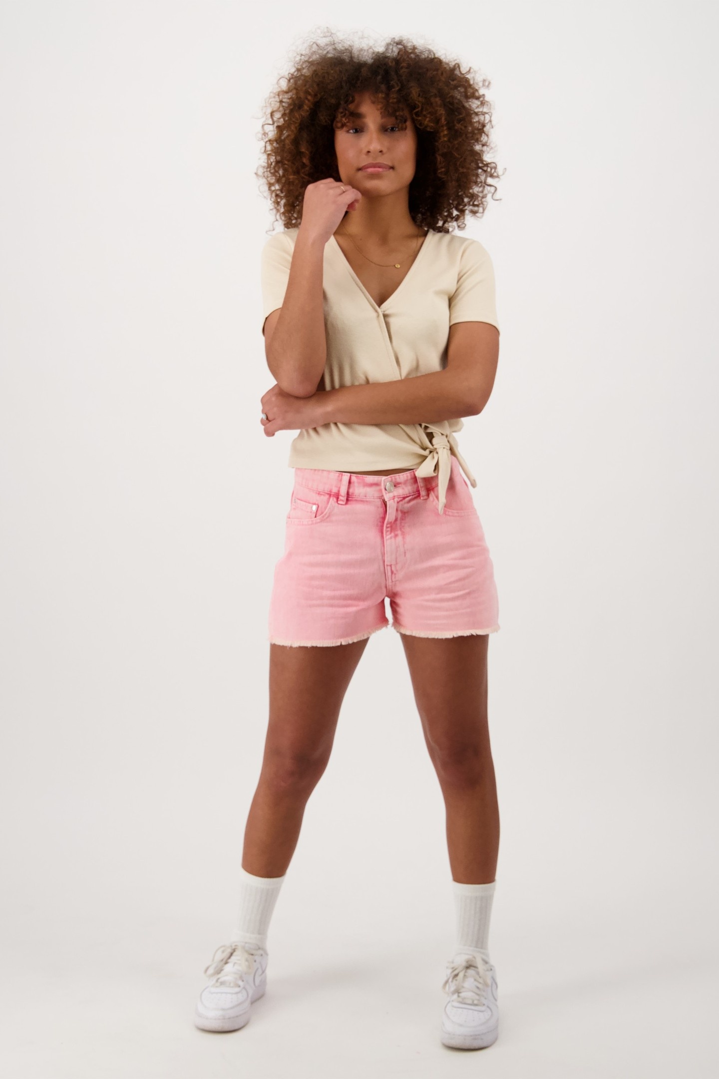 SEA COLOR SHORT JEANS VINTAGE PINK 1