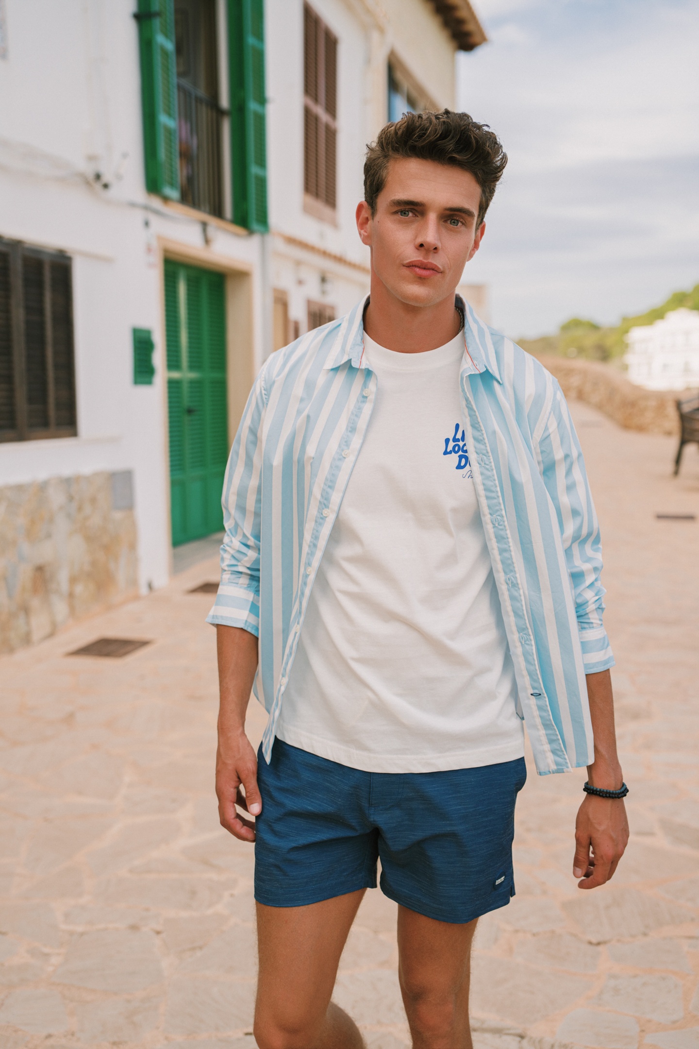 RICK LONG SLEEVE SHIRT BLOCK STRIPE BLUE CLOUD BLOCK STRIPES 9