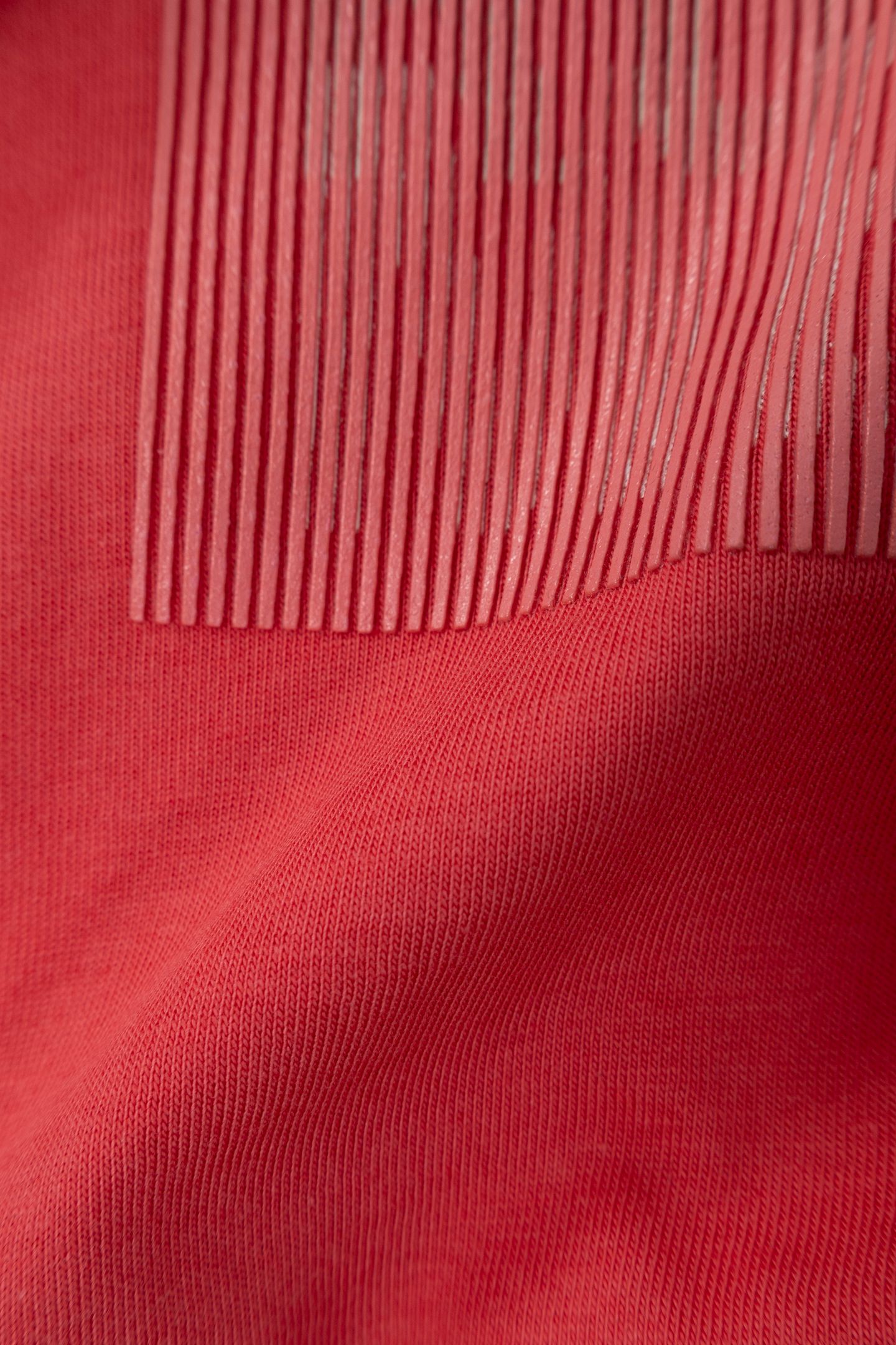 RED ORGANIC COTTON T-SHIRT WITH STRIPES ON MESSAGE 6