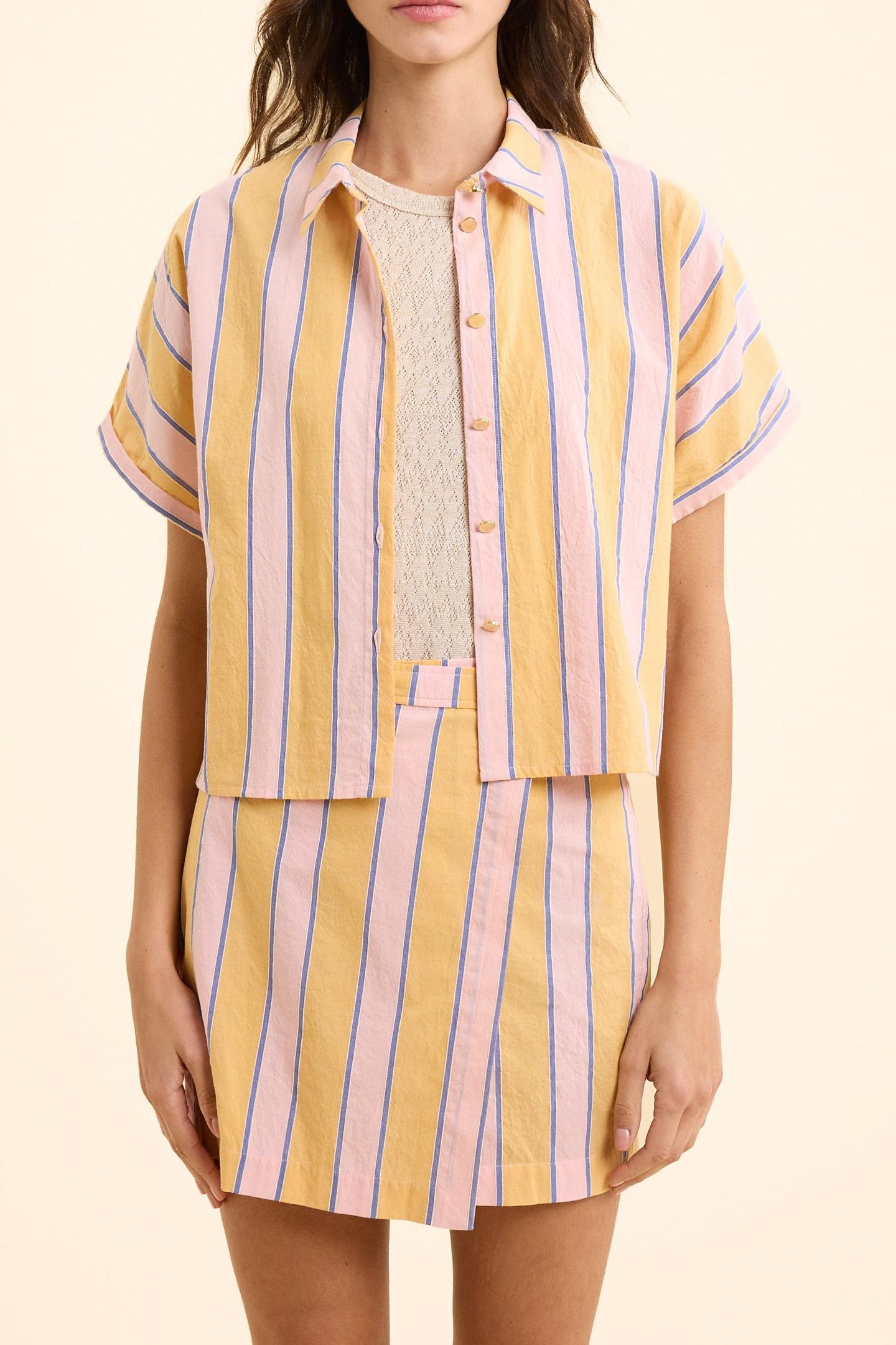 YELLOW STRIPED SHORT-SLEEVED SHIRT YELLOW 2