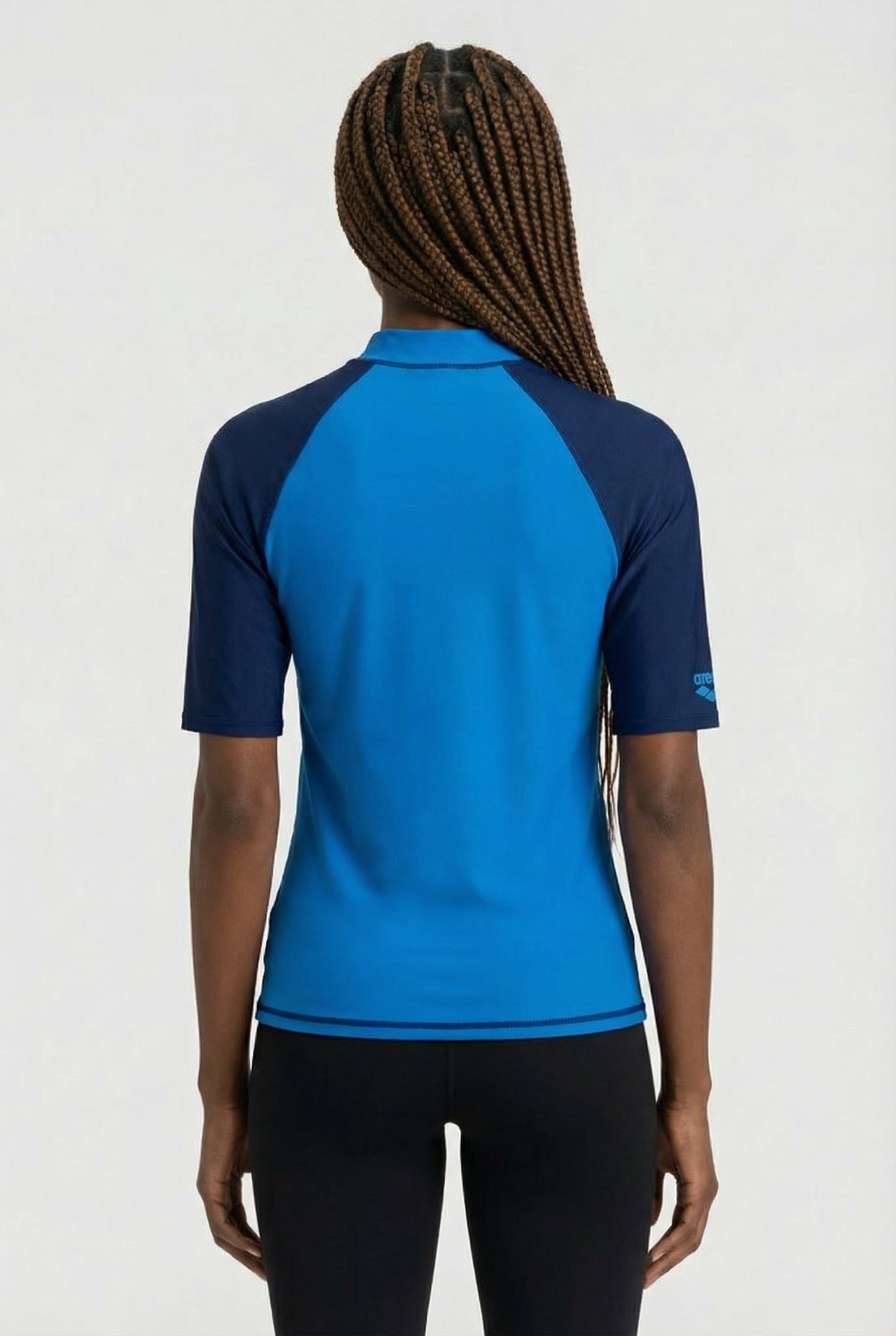 WOMEN'S ARENA RASH VEST S/S GRAPHIC TURQUOISE-NAVY 2