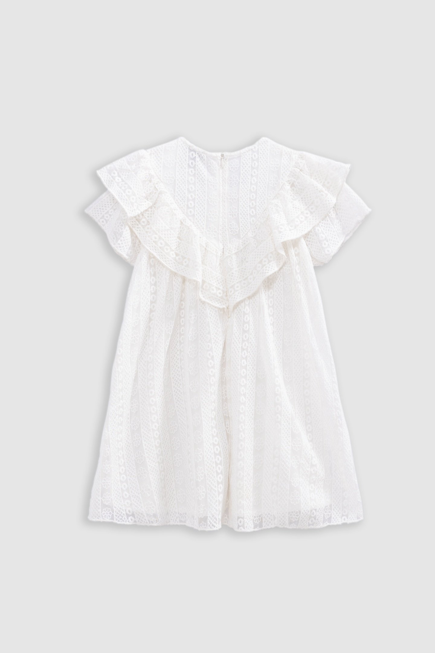 ECRU LACE DRESS WITH FLOUNCED BIB 2