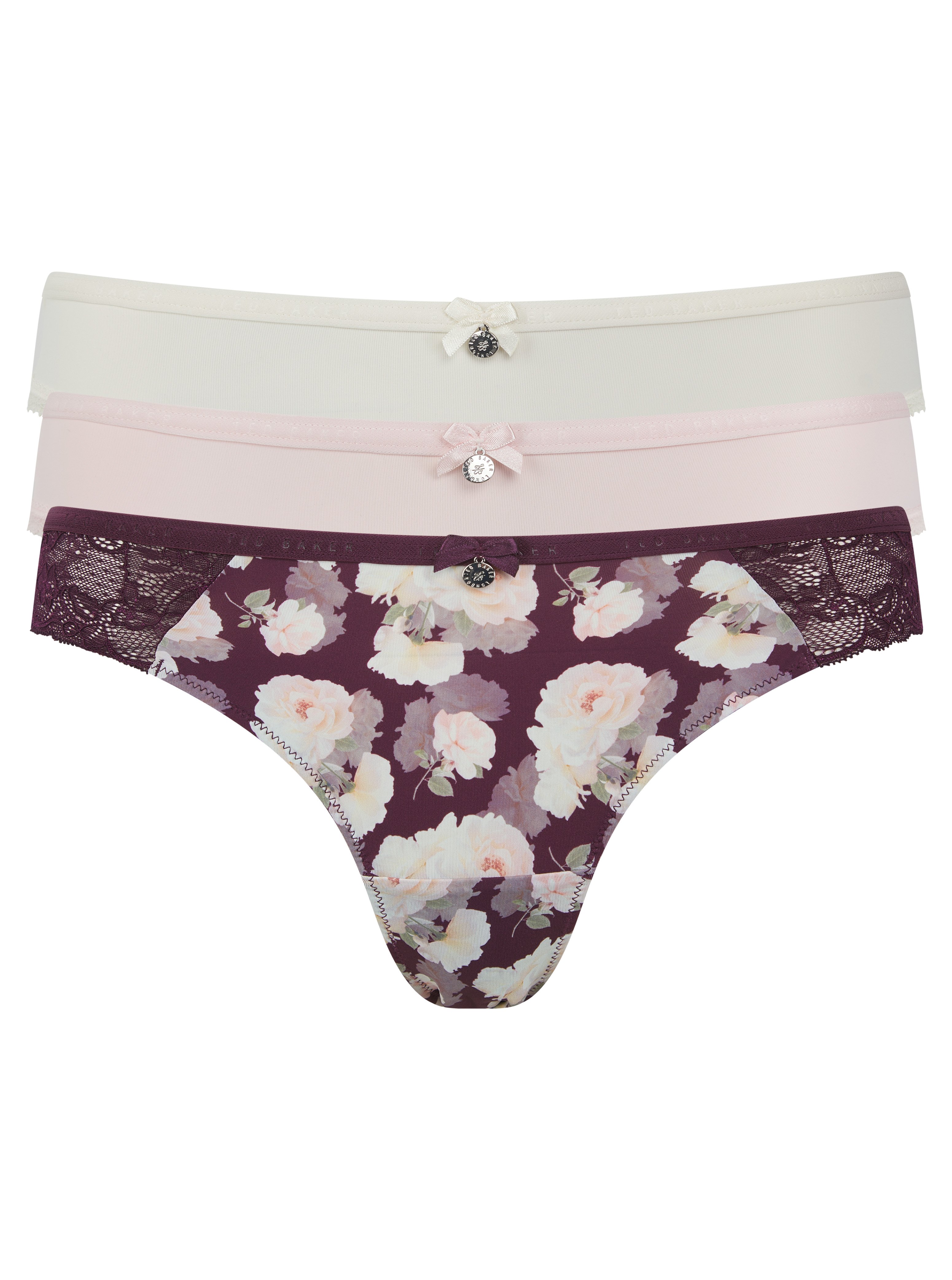 PIXIE 3PK PRINT AND PLAIN BRIEF BERRY FLORAL / WHISPER WHITE 1