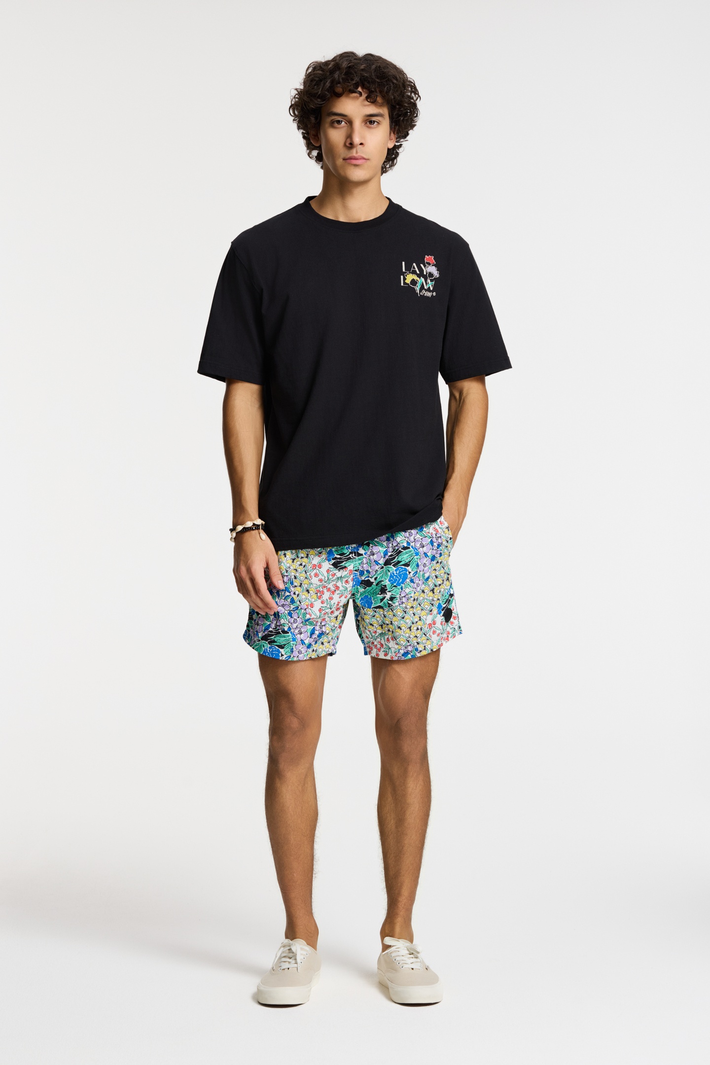 FINN RELAXED T-SHIRT SKETCHED FLOWERS BLACK 1