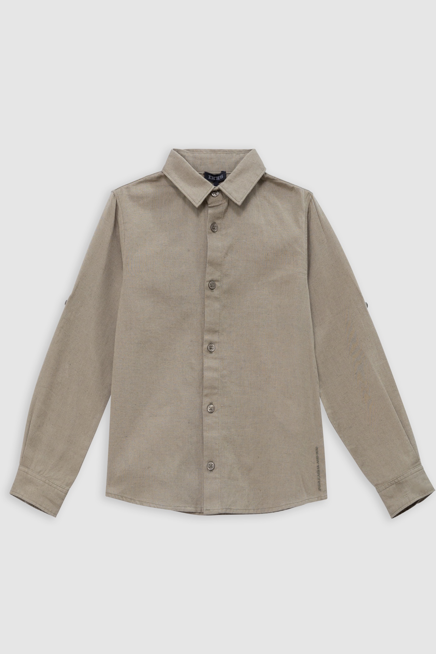 KHAKI COTTON AND LINEN MIX SHIRT 1