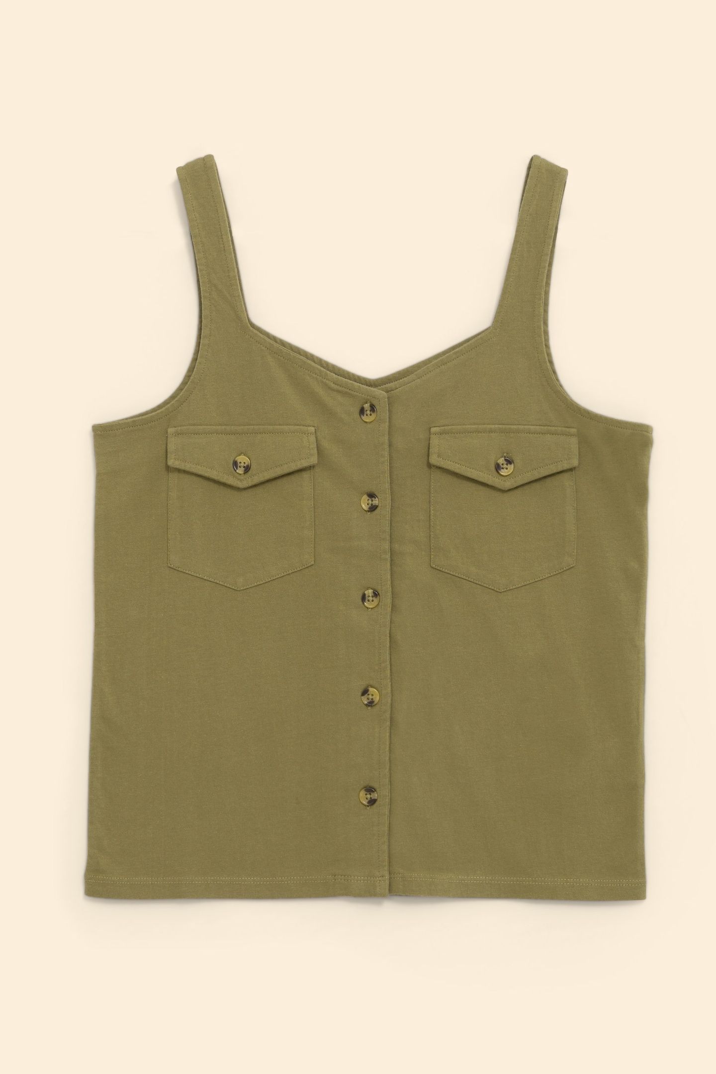 KHAKI TANK TOP WITH CHEST POCKETS KHAKI 4