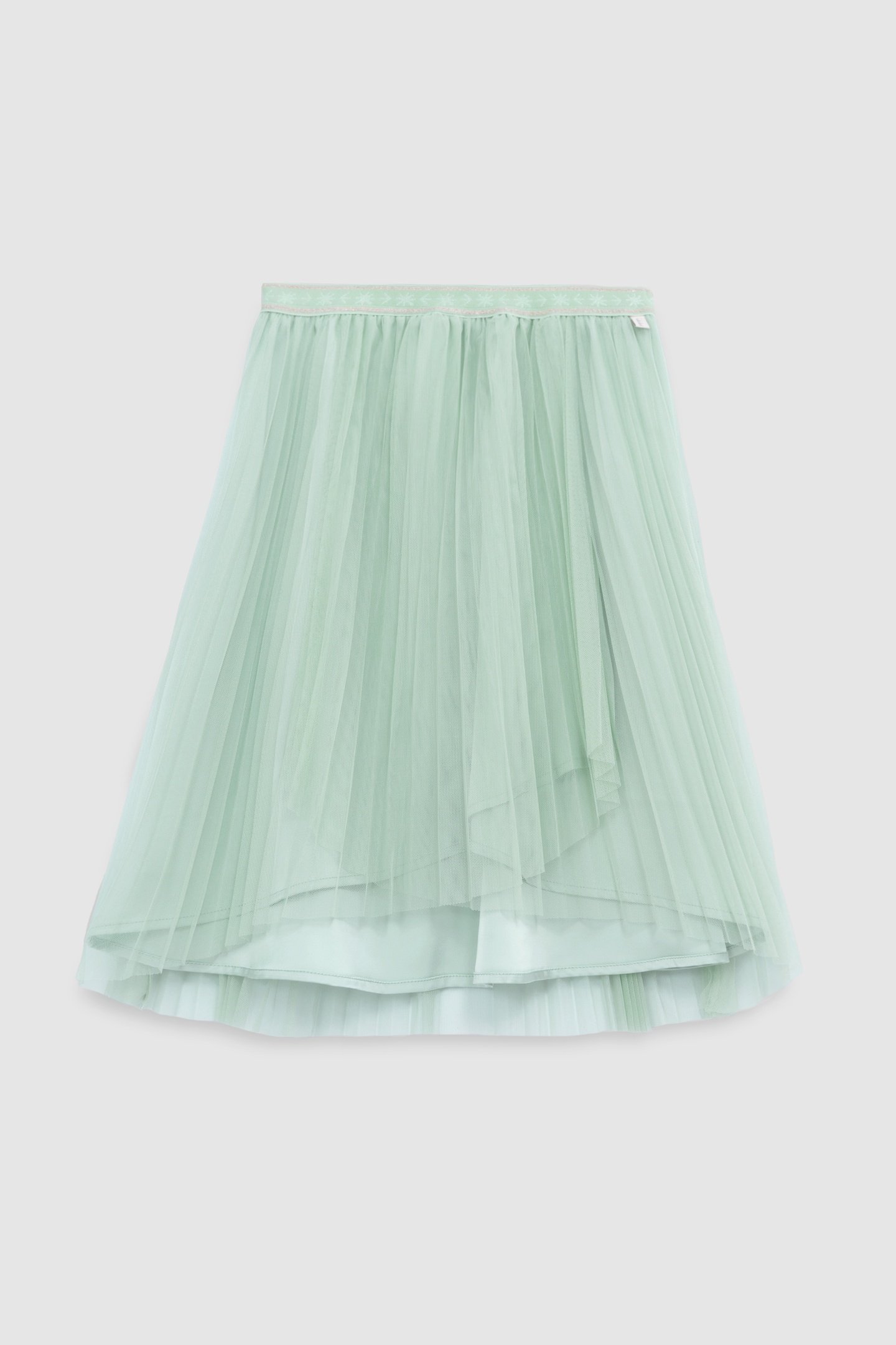 WATER GREEN ASYMMETRICAL PLEATED MIDI SKIRT-TUTU 1