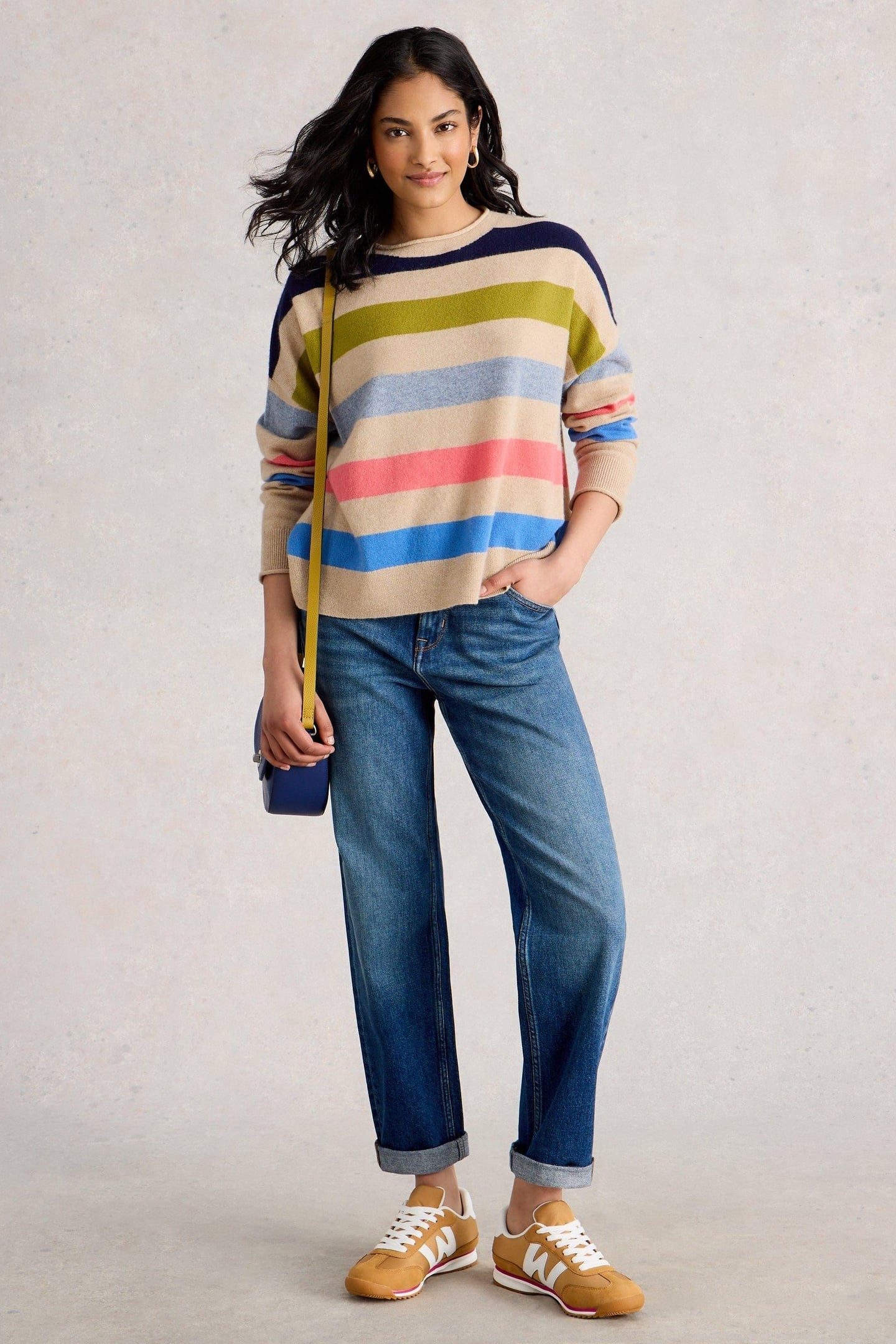 KITTY STRIPE CASHMERE JUMPER NATURAL MULTI 1