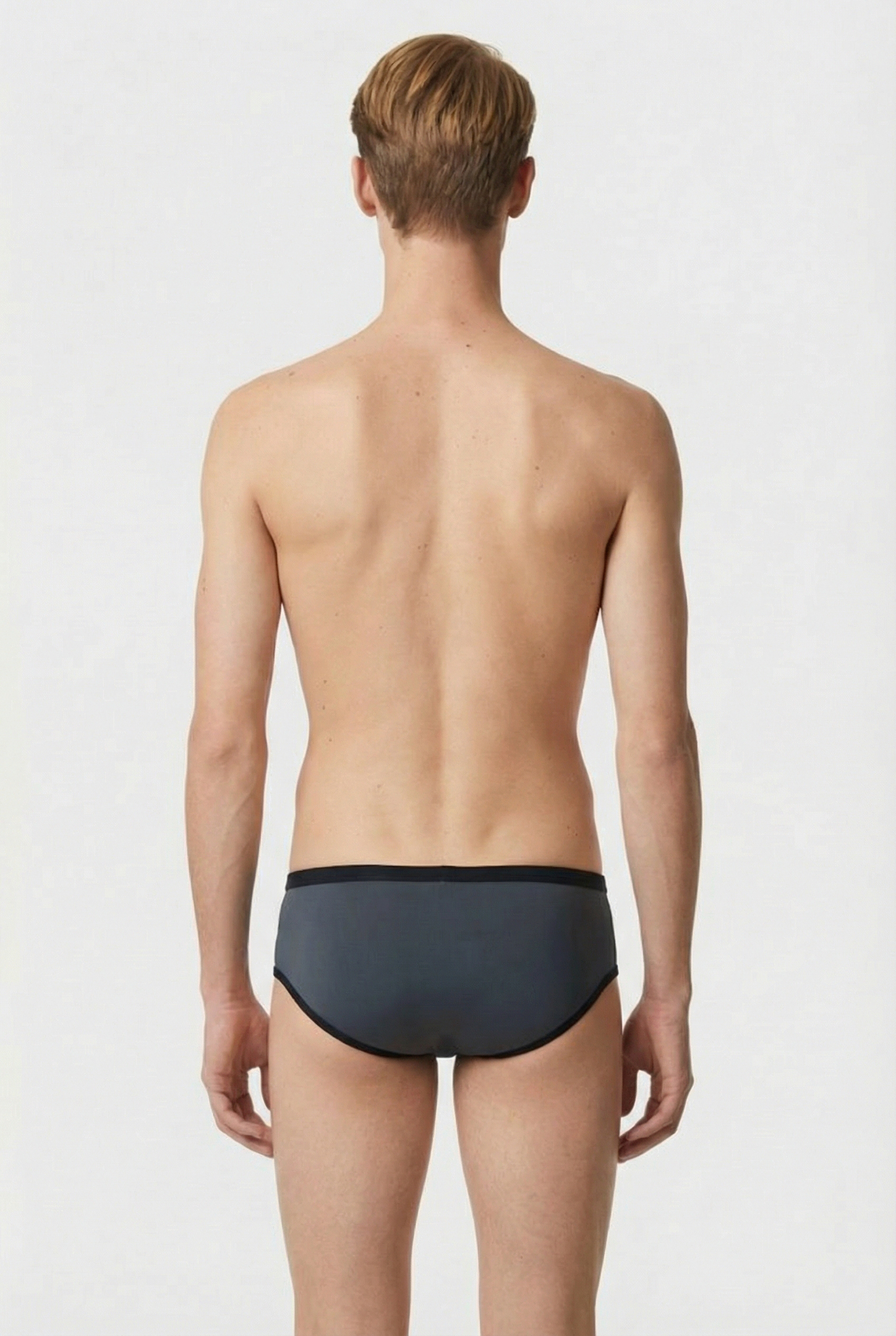 MEN'S ARENA ONE 12CM SWIM BRIEFS BIG LOG ASPHALT BLACK 2