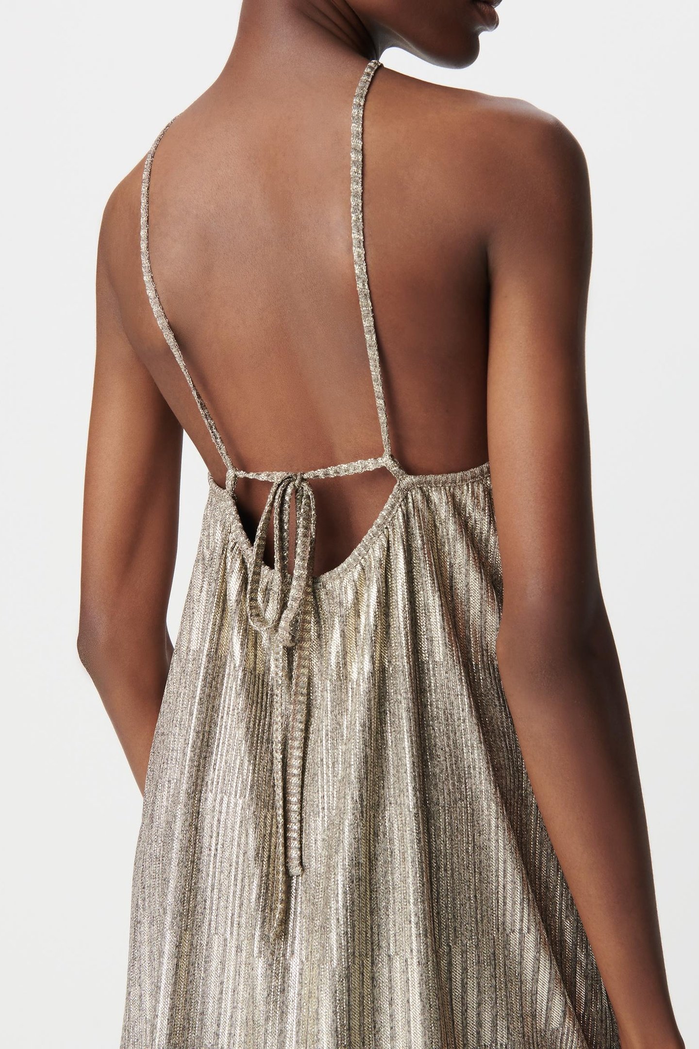 GOLD RIBBED METALLIC KNIT DRESS 5