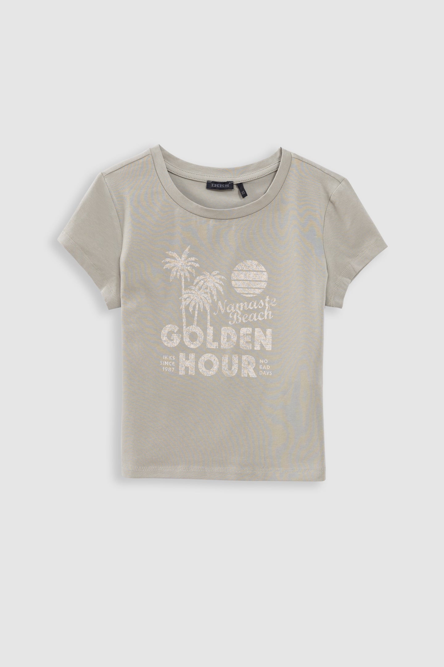 GREEN MESSAGE AND PALM CROPPED T-SHIRT 1