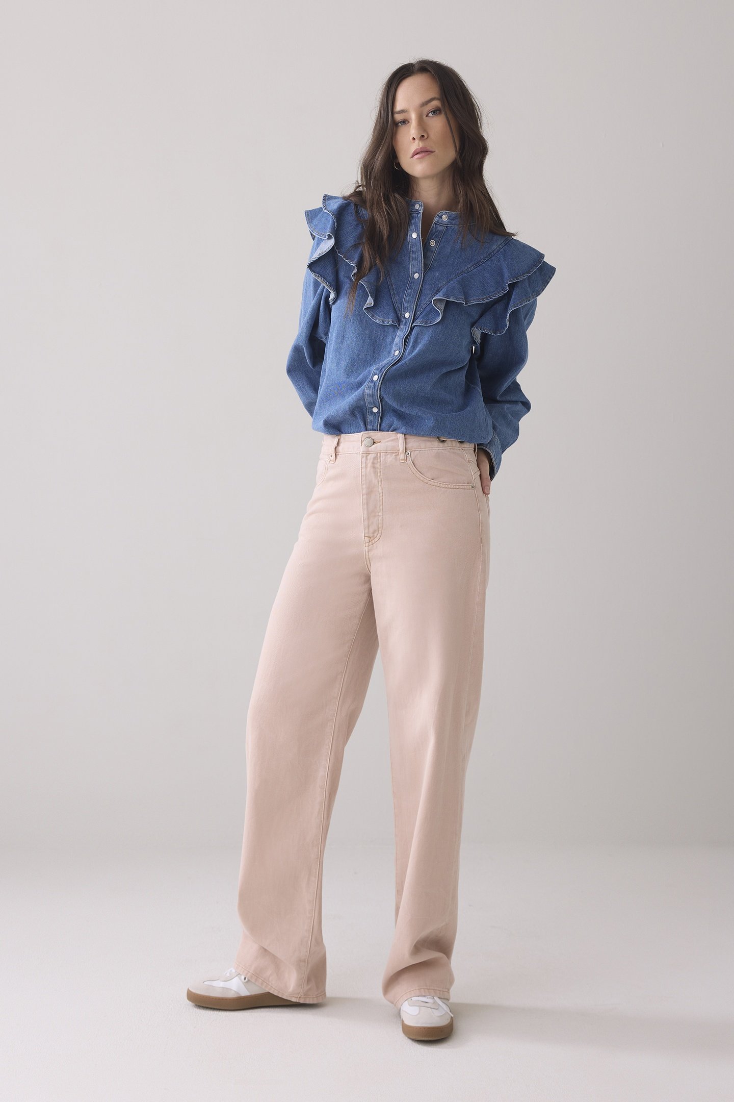 STRAIGHT FIT JEANS COLOURED DENIM ROSE SMOKE 1