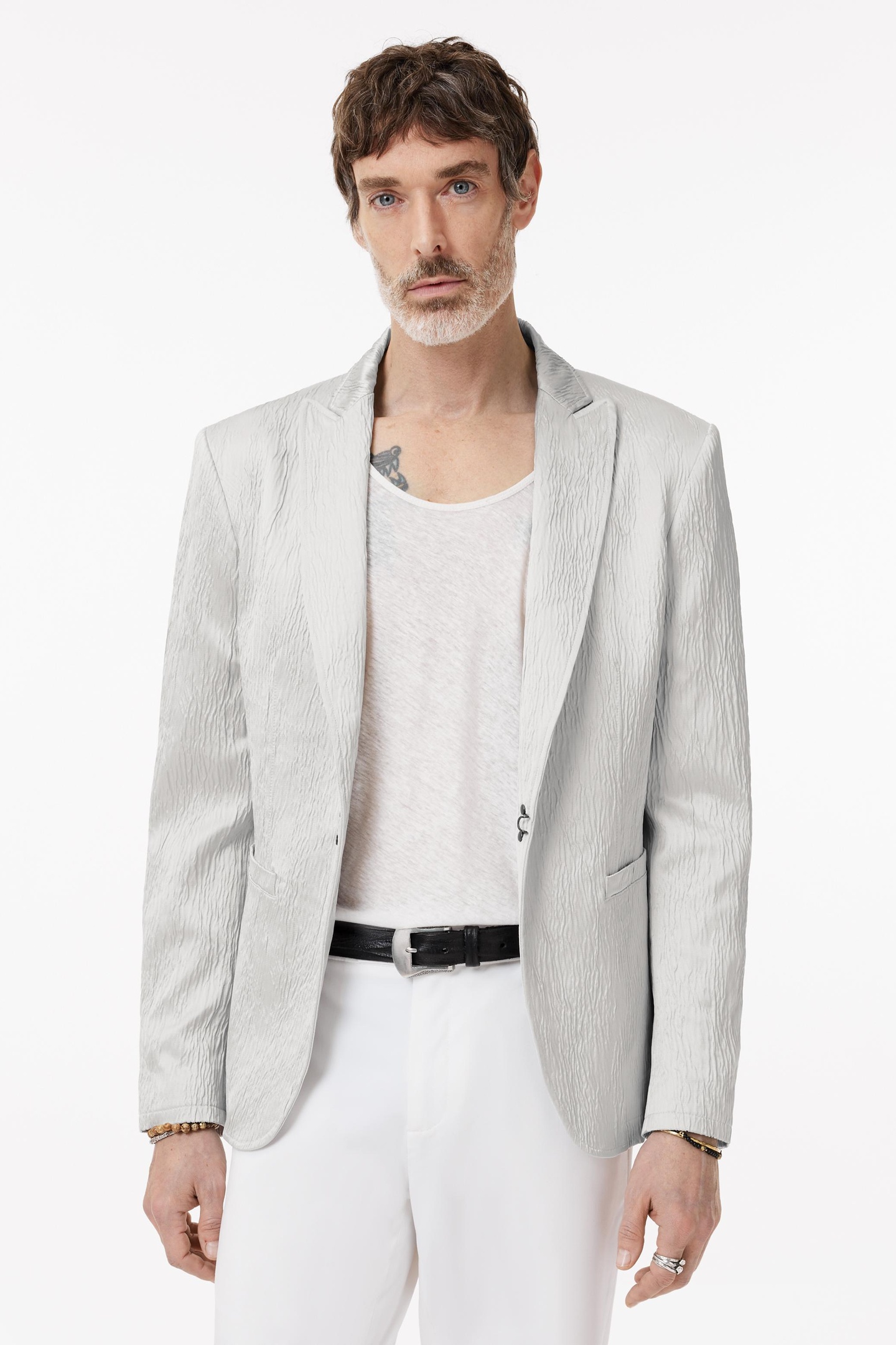 John Varvatos Peak Lapel One Button Jacket With Piping Light Grey Maat: 48 | Blazers Outlet | Heren | Grijs