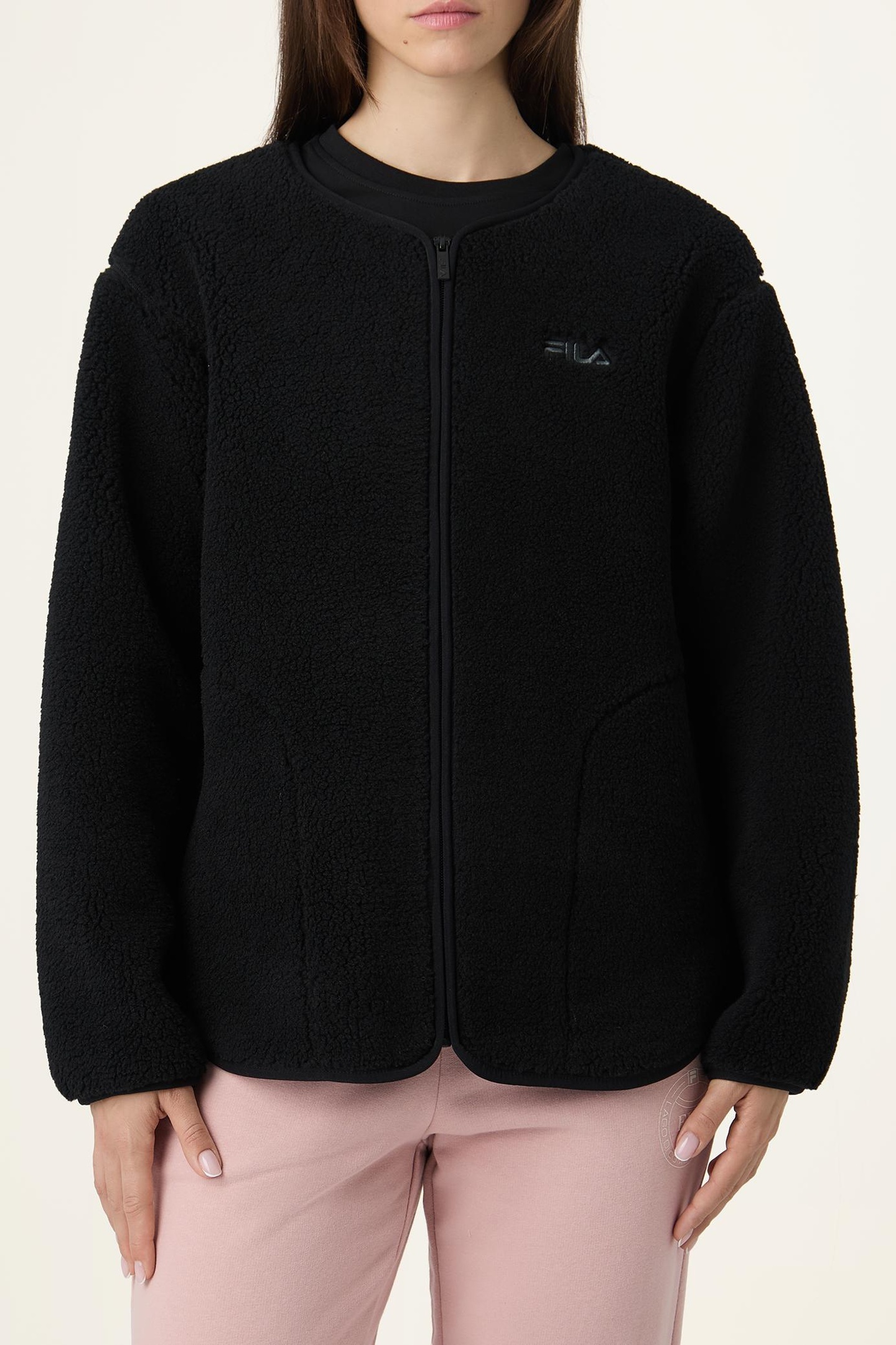 CASSIANO RELAXED TEDDY FLEECE JACKET BLACK 1