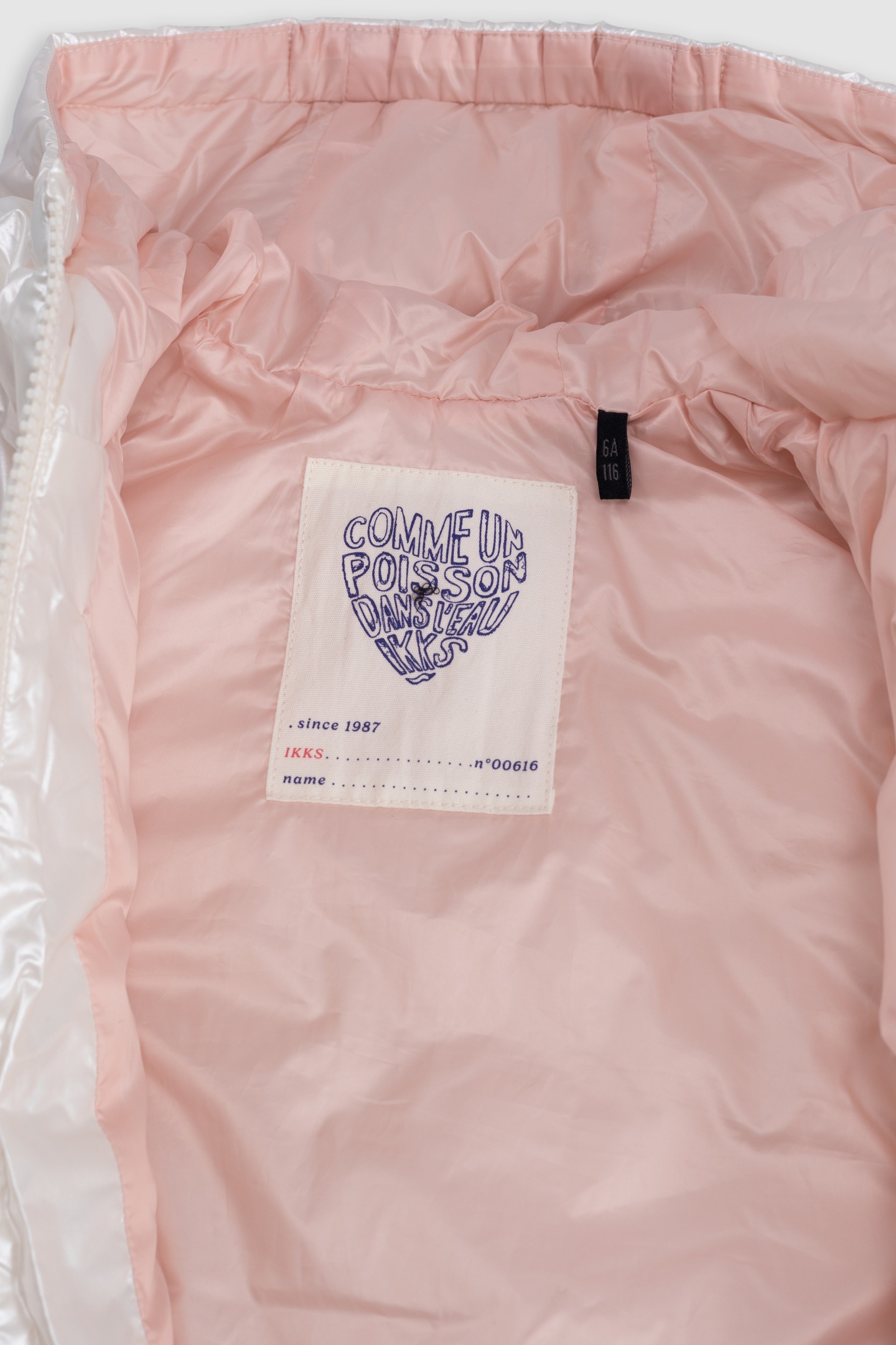 RECYCLED PADDED JACKET IN ECRU WITH HEART 5