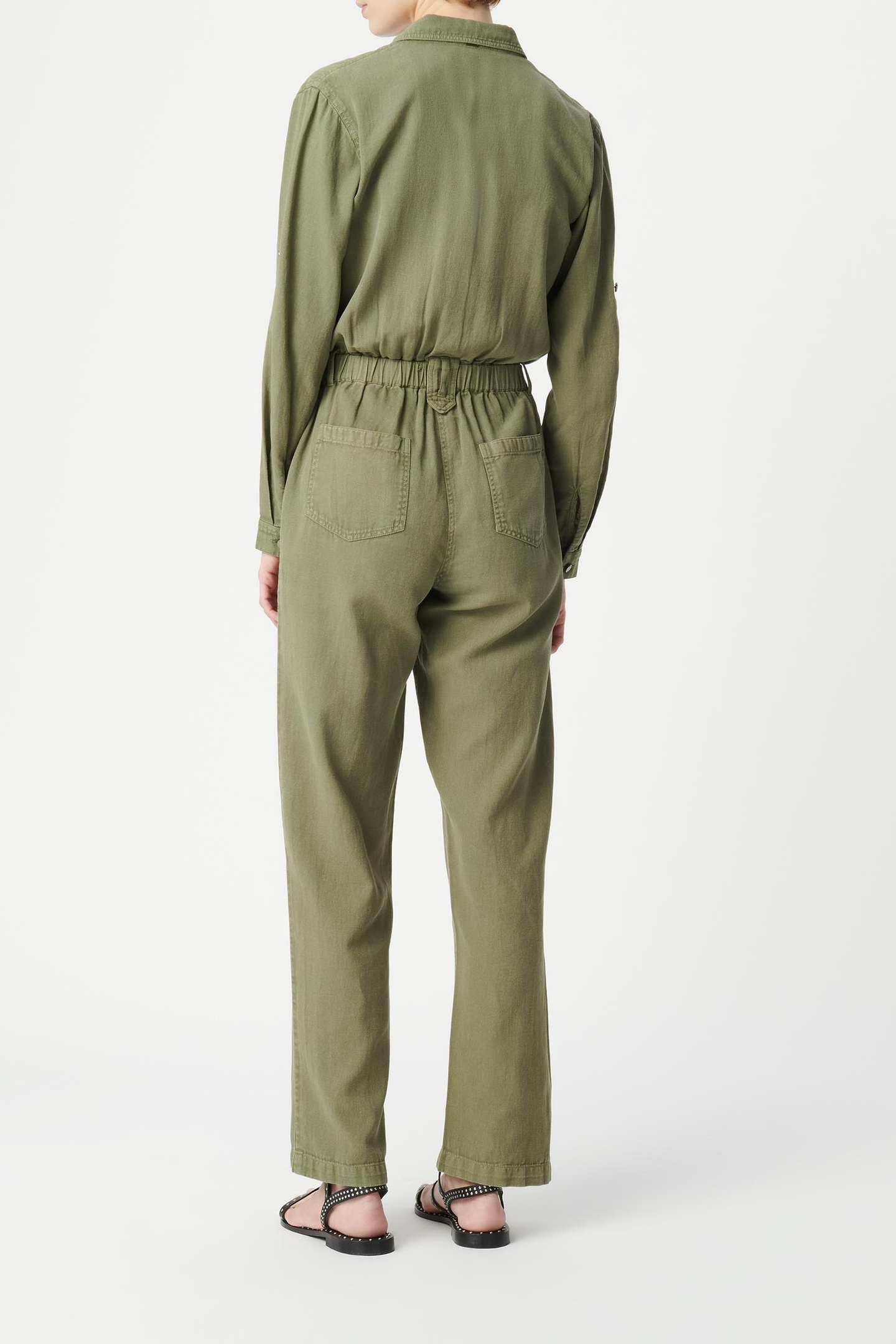 KHAKI DENIM JUMPSUIT WITH ELASTICATED WAISTBAND 3