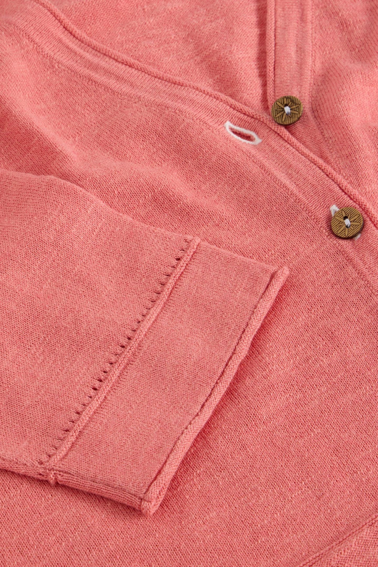 NARIA LINEN BLEND CARDI MID CORAL 4