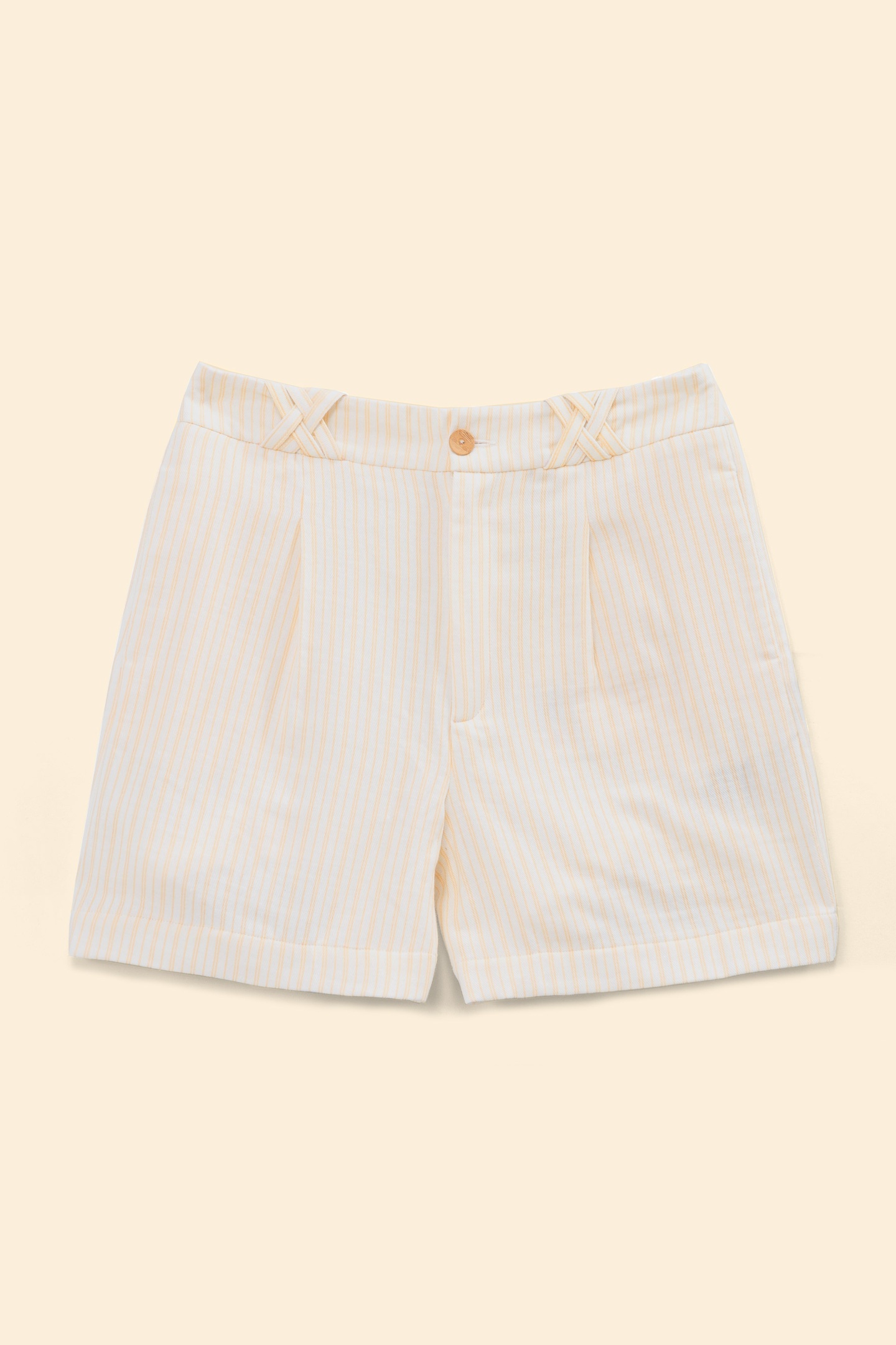 ECRU DENIM SHORTS WITH YELLOW STRIPES ECRU 5