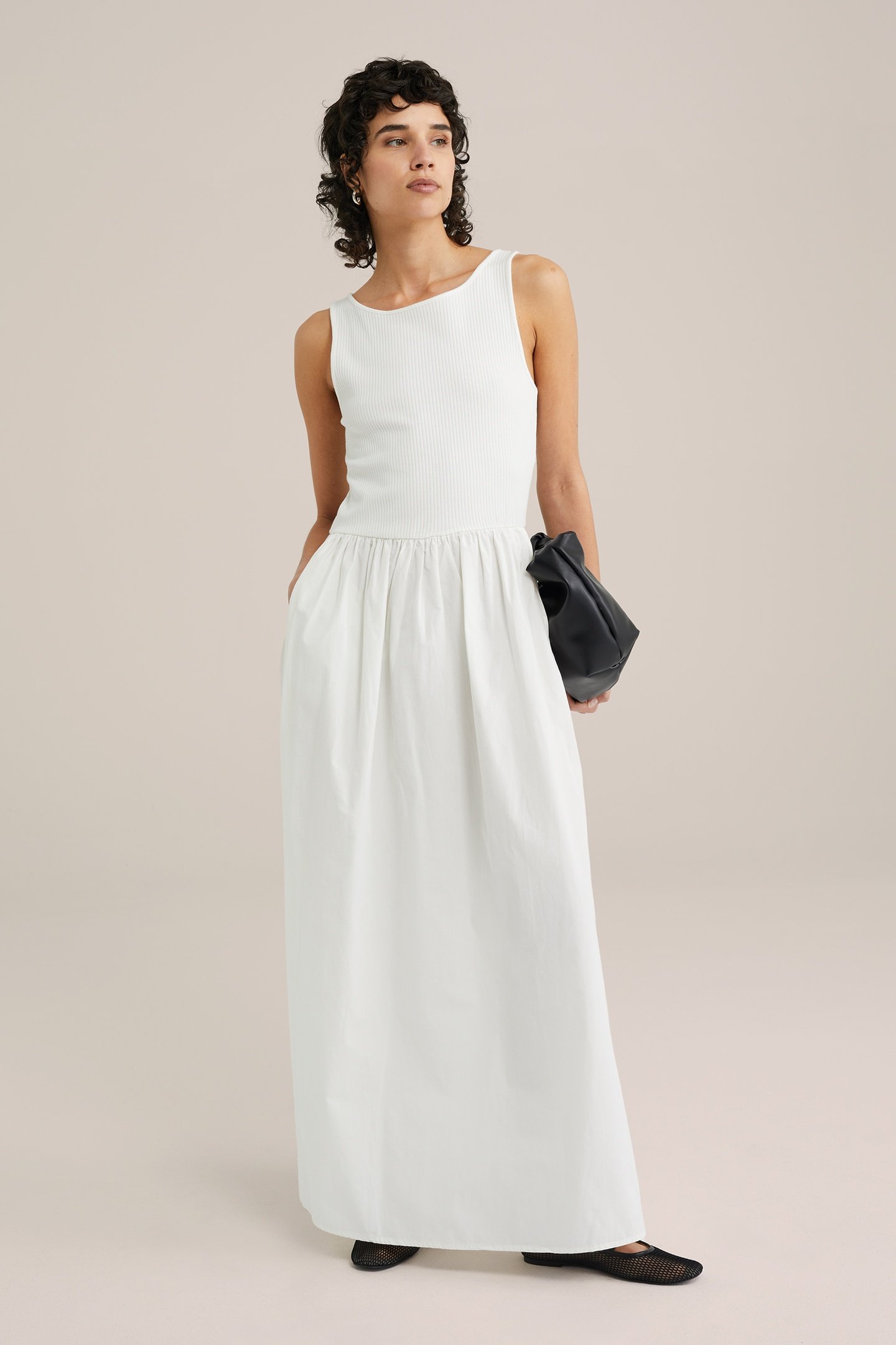 DRESS MID LENGTH WHITE by WE Fashion