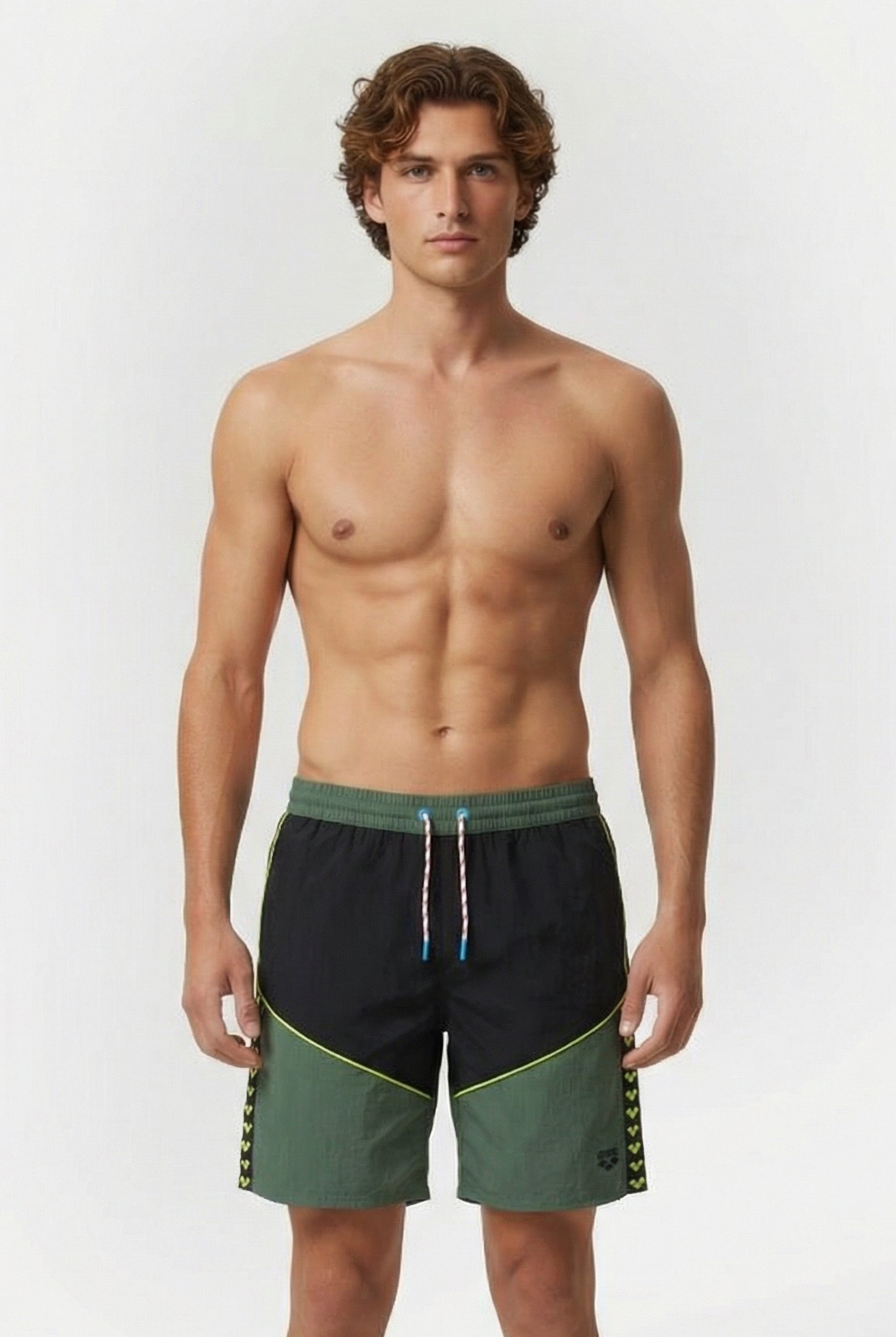 MEN'S ARENA TEAM STRIPE BERMUDA PANEL BLACK-SAGE-SOFT GREEN by Arena