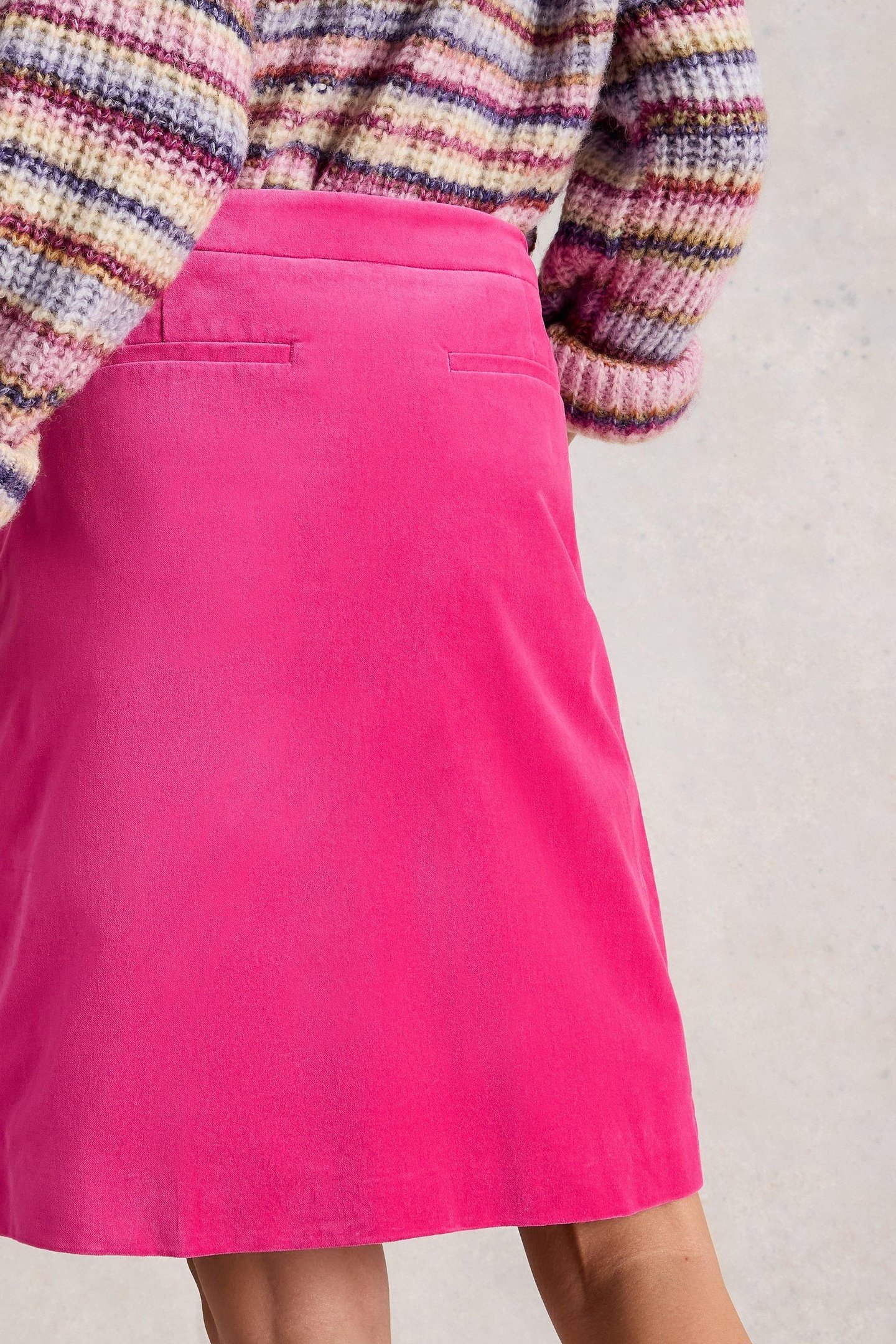 CORAL VELVET SKIRT BRIGHT PINK 2