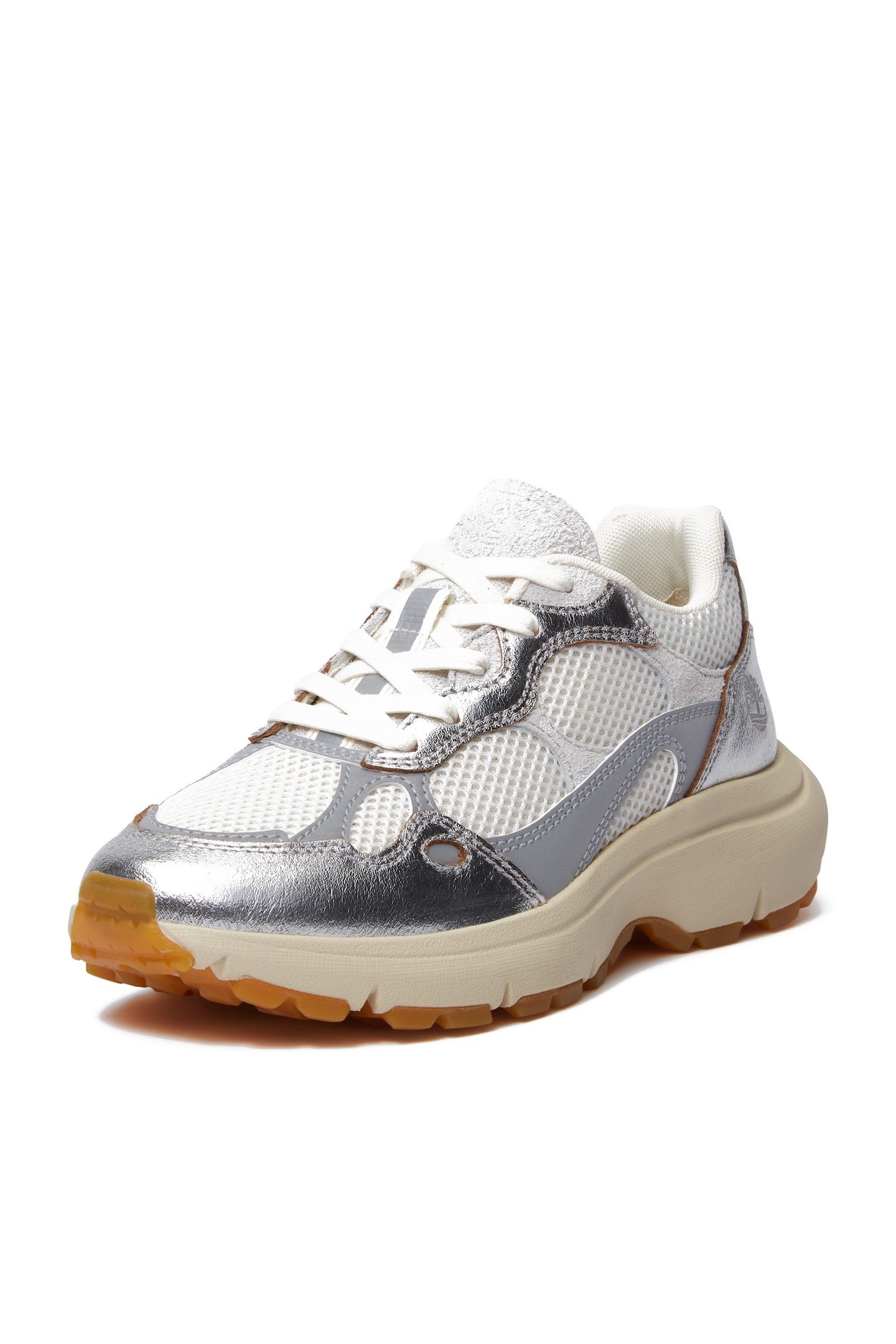 HAZEL LANE LOW LACE UP SNEAKER NATURAL MESH SILVER 2