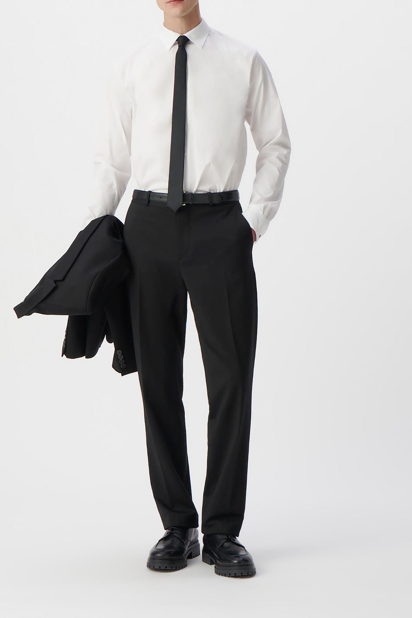 BLACK MILANO KNIT STRAIGHT SUIT TROUSERS 4