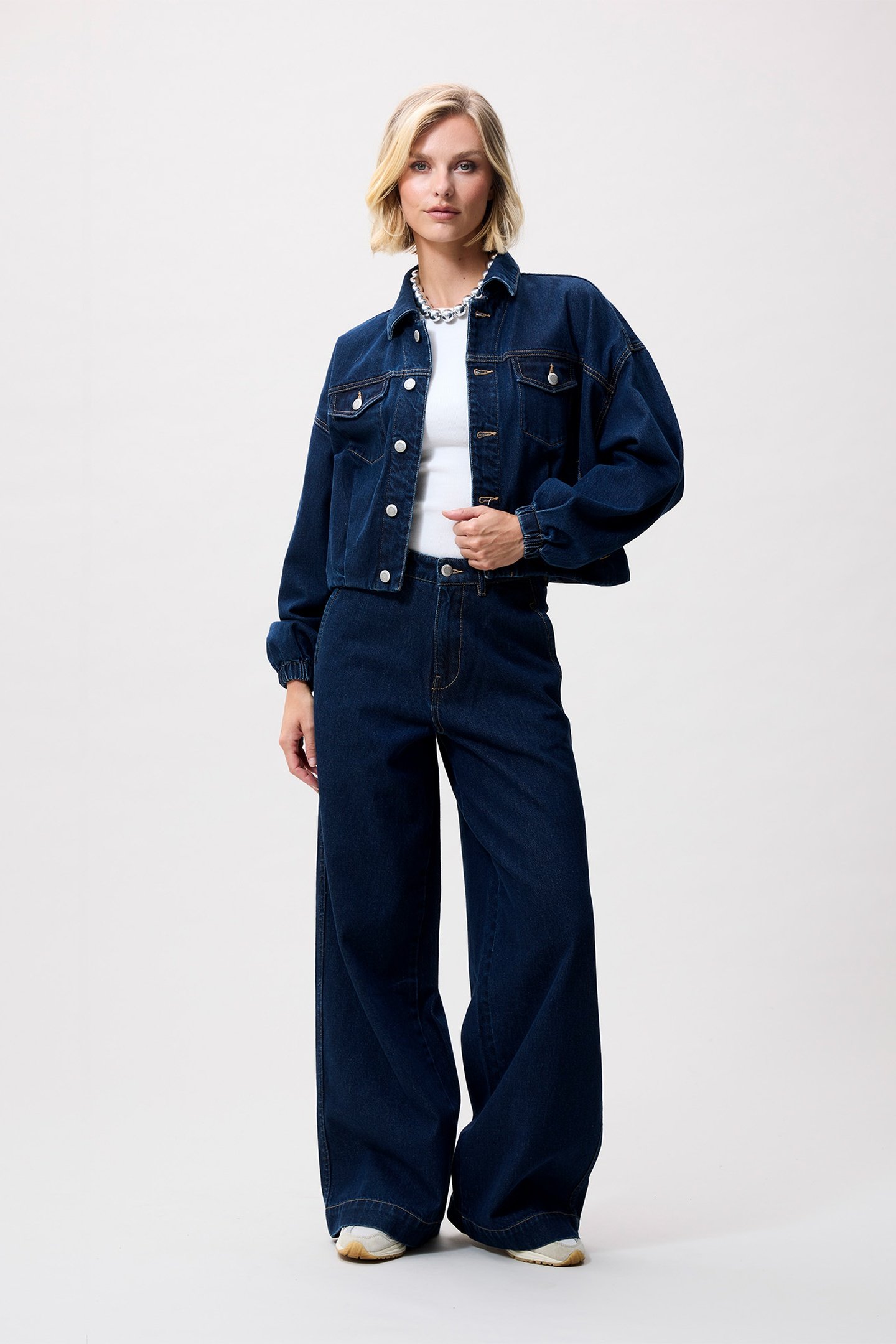 WIDE LEG JEANS DARK BLUE 1