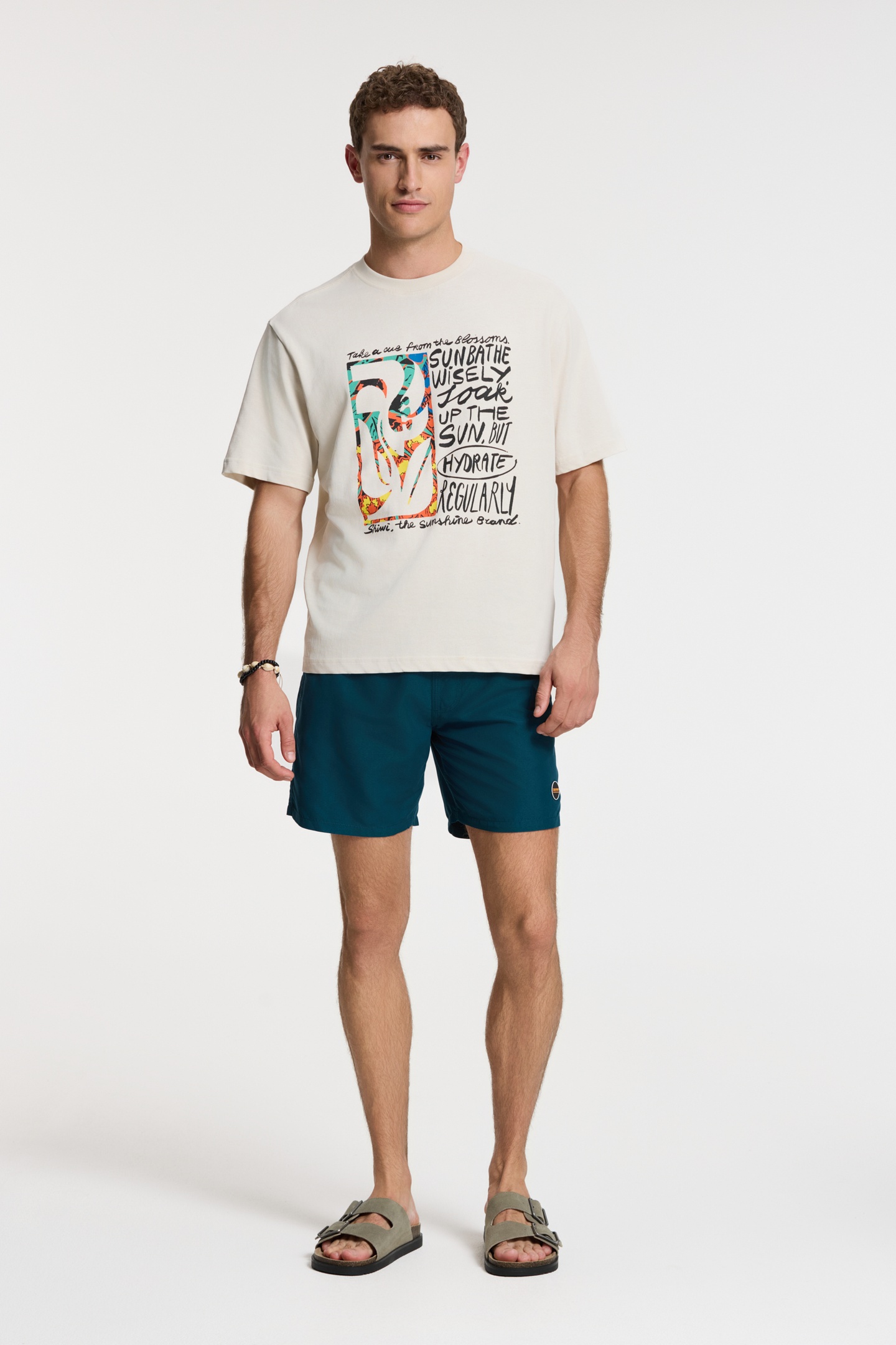 JAY OVERSIZED T-SHIRT FLOWER BLOCK BEIGE 2