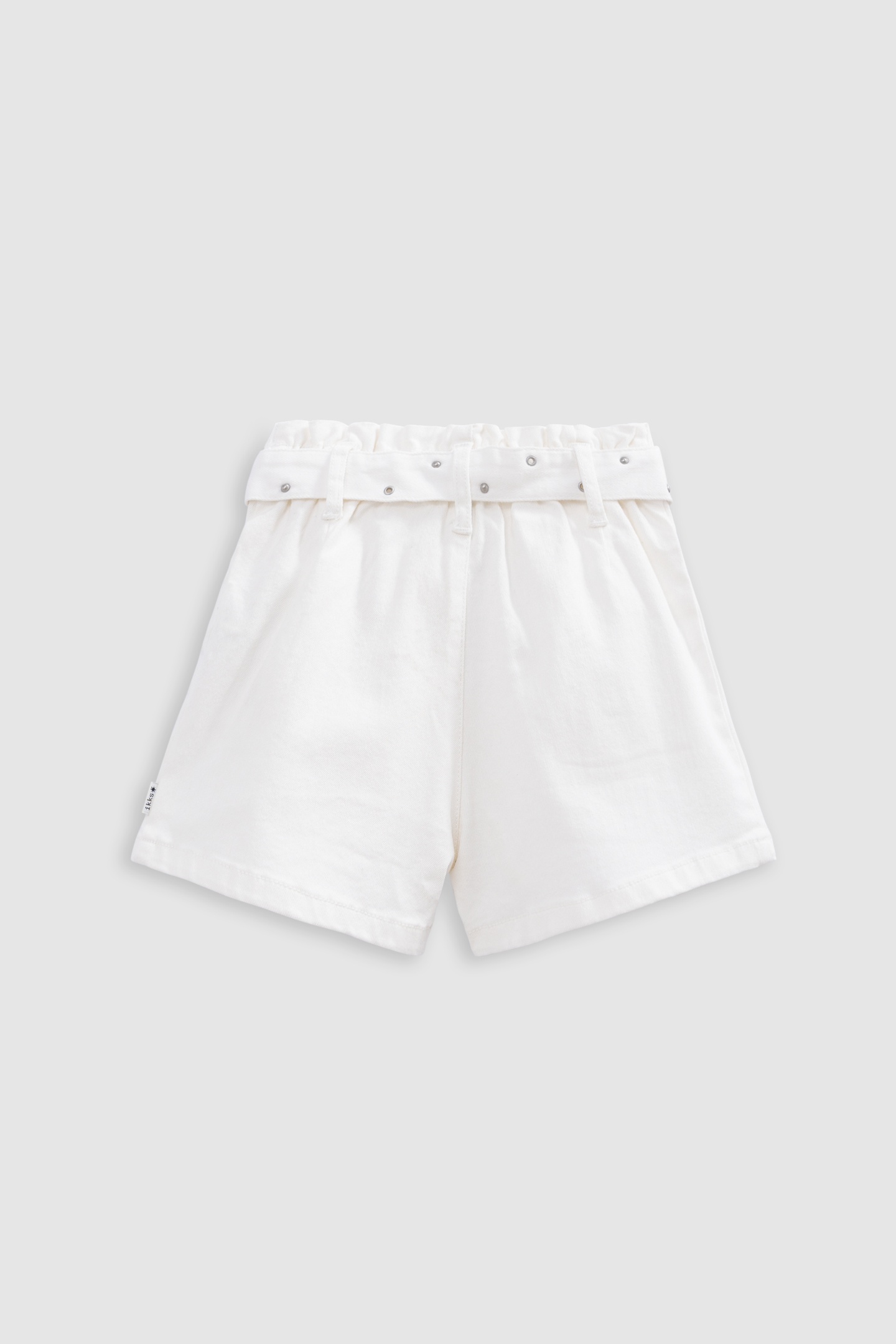 ECRU DENIM SHORTS WITH STUDDED BELT AND EYELETS 2
