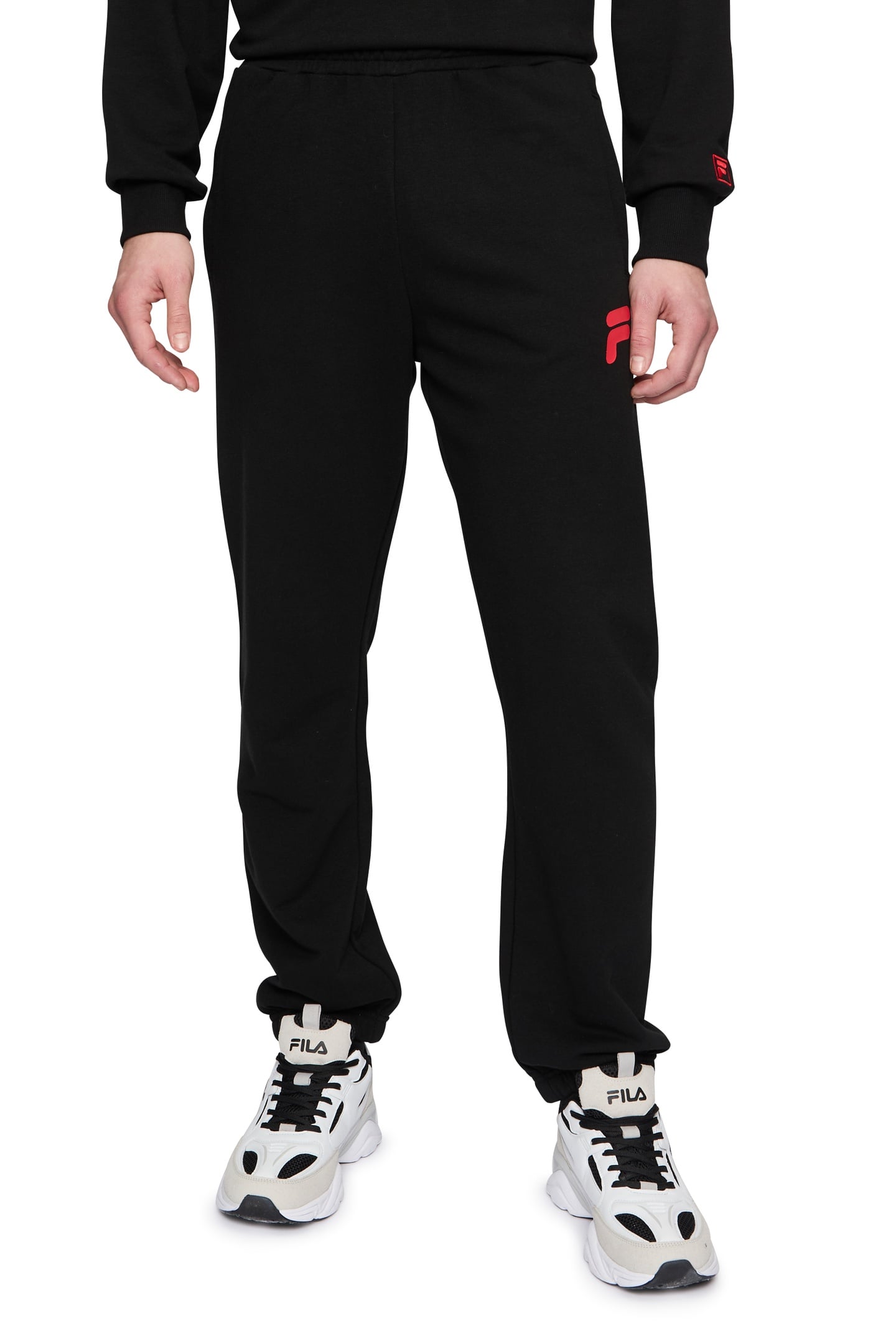 LAGESSE LOOSE SWEAT PANTS BLACK-TRUE RED 2