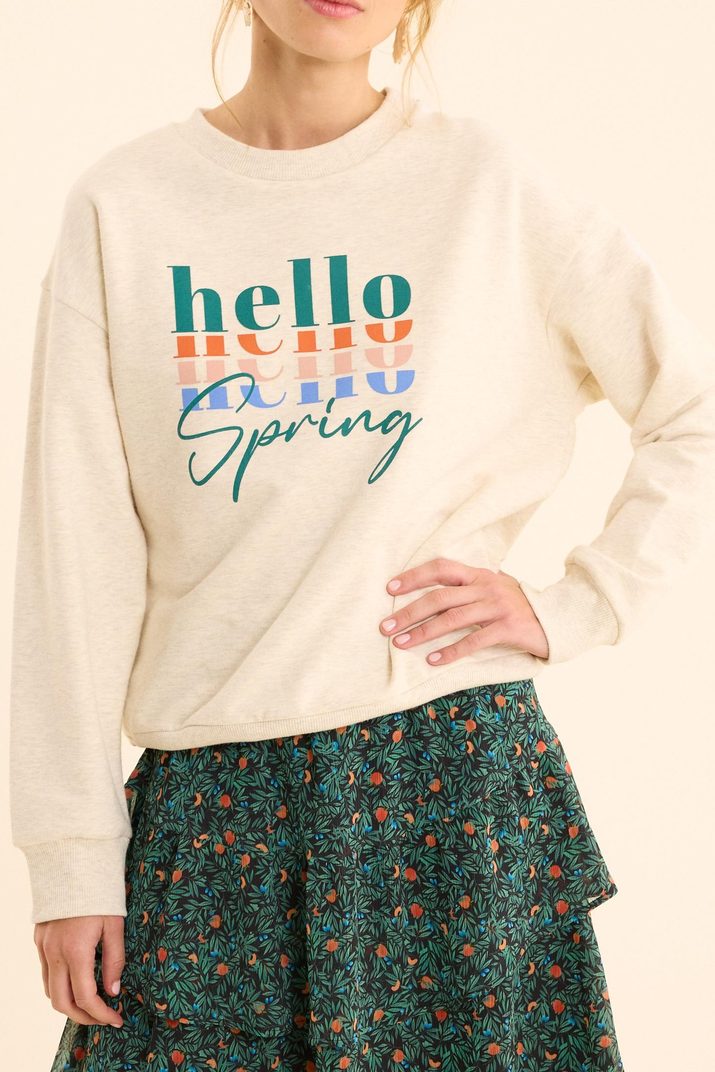 ECRU SWEATSHIRT WITH MULTICOLORED MESSAGE ECRU 2