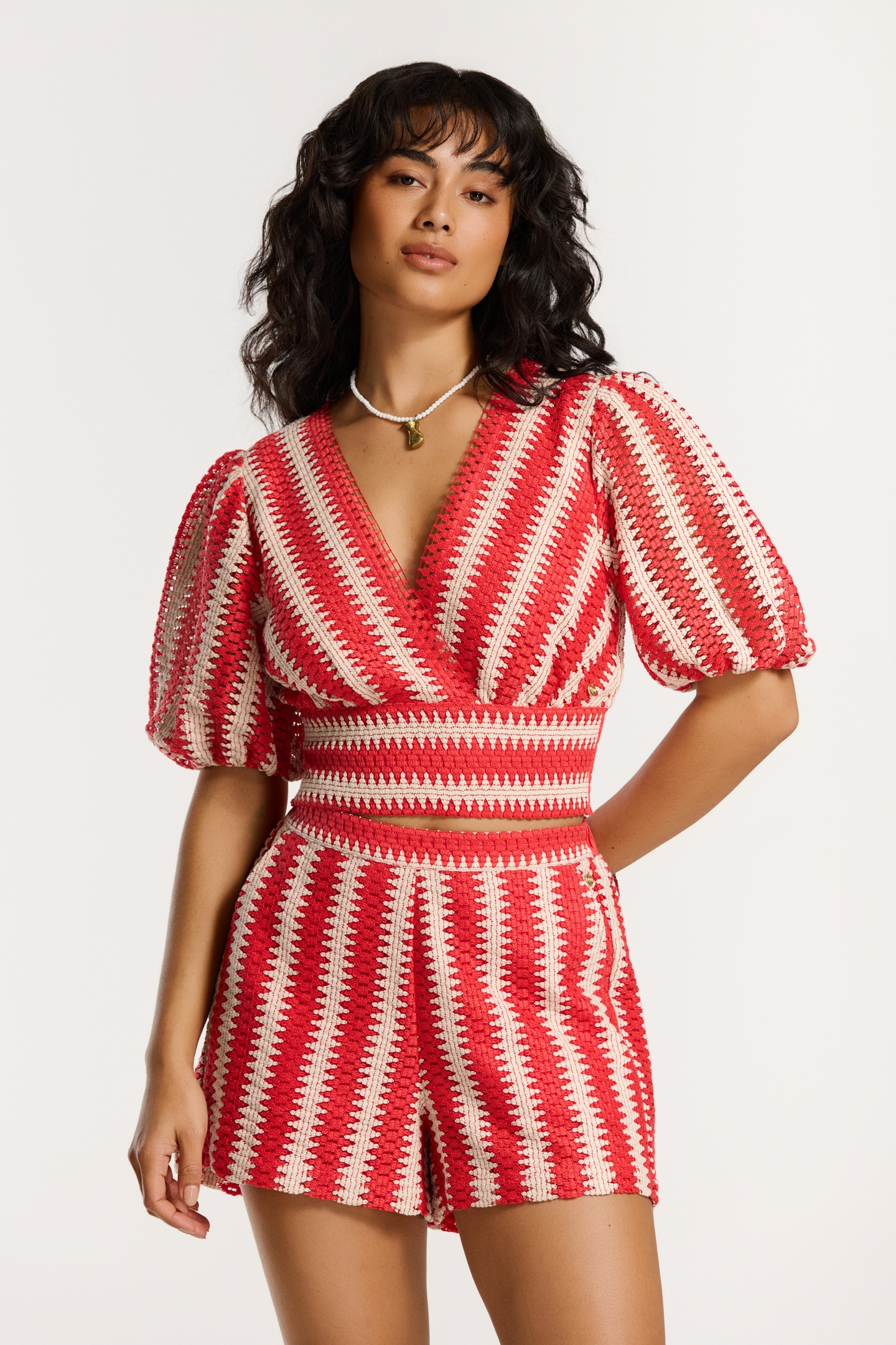 MAIA CROCHET SHORTS RED HIBISCUS CROCHET 6