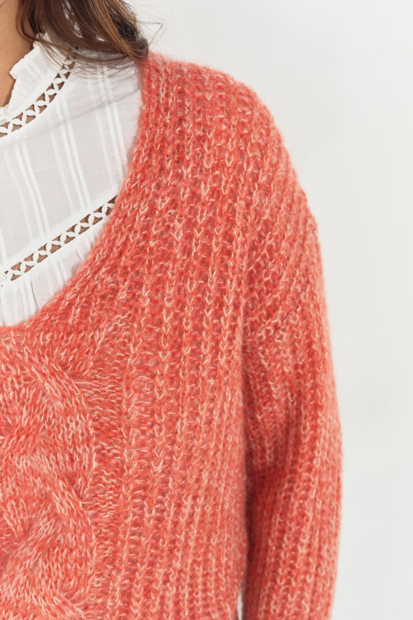 TIAGO - ORANGE REVERSIBLE KNIT SWEATER FRONT/BACK 9