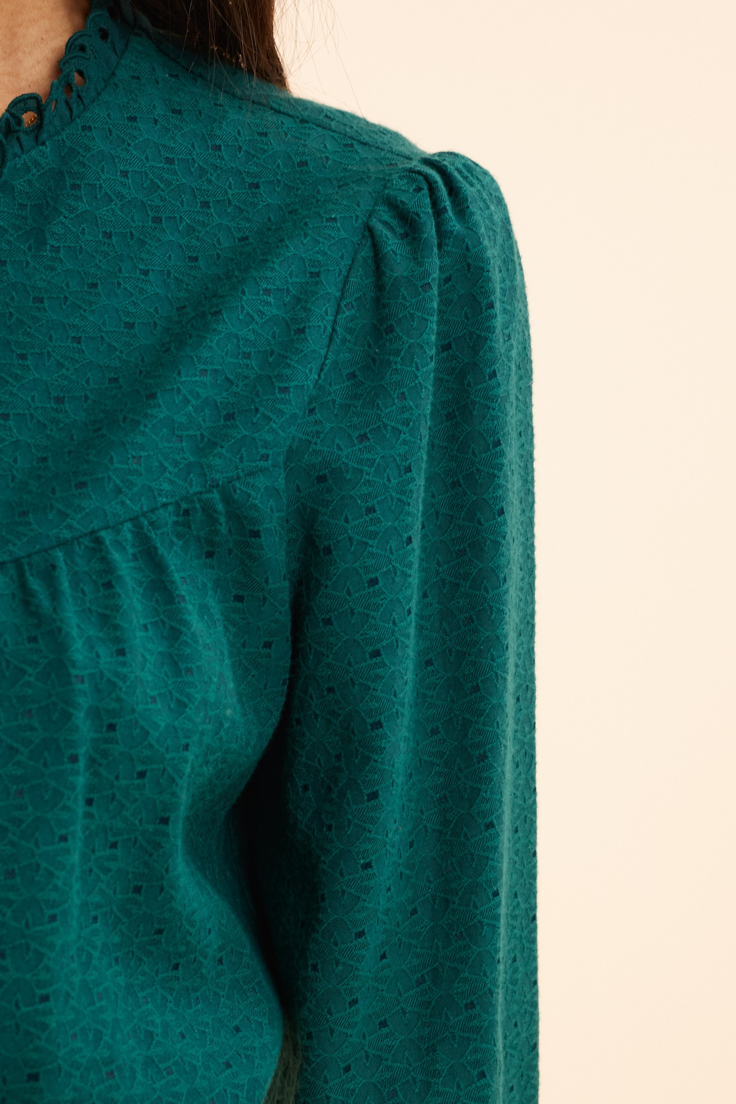 GREEN DECORATIVE JACQUARD BLOUSE GREEN 4