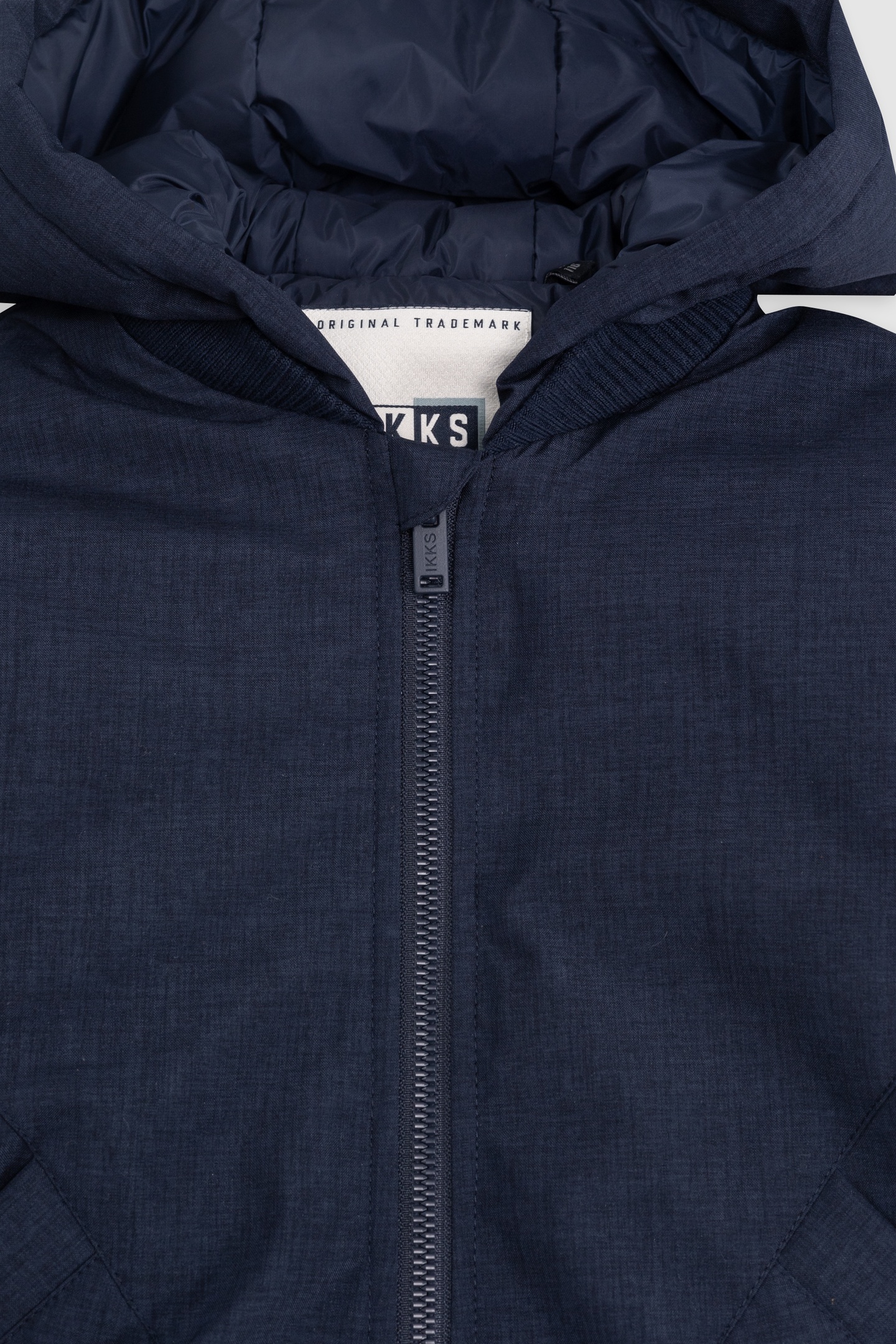 NAVY TWO-MATERIAL HOODED BOMBER 4