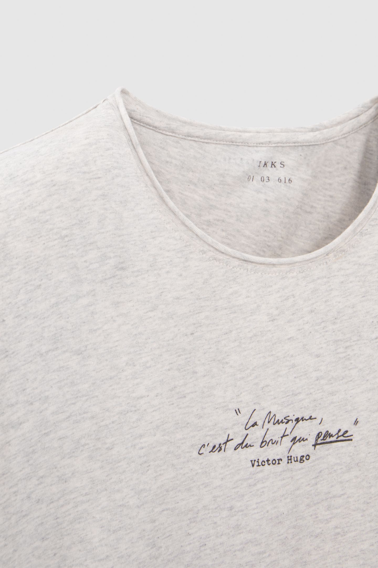 LIGHT GREY MARL UPCYCLED T-SHIRT WITH PRINT SLOGAN 6