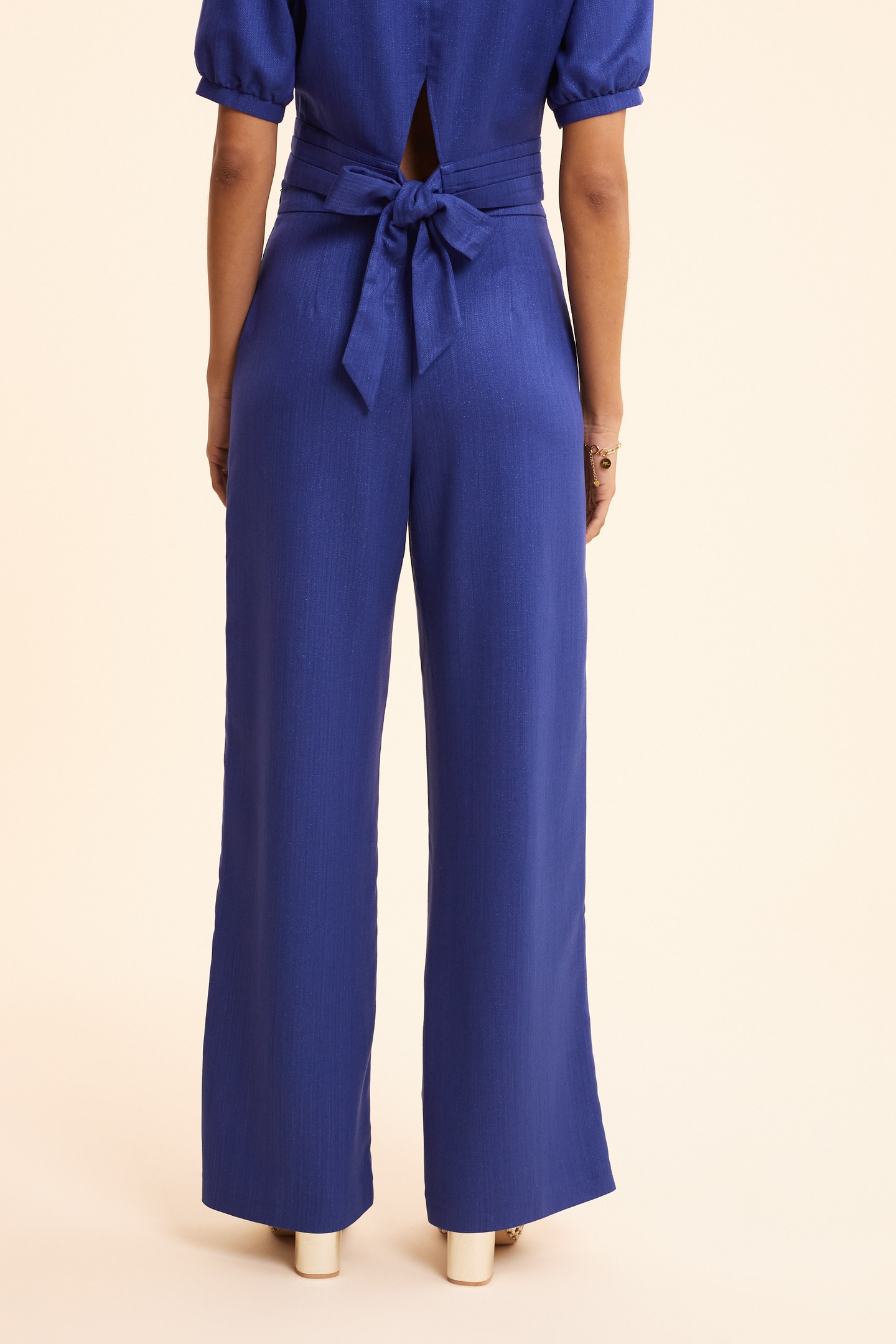 BLUE GLITTERY WIDE-LEG TROUSERS SAPPHIRE BLUE 3
