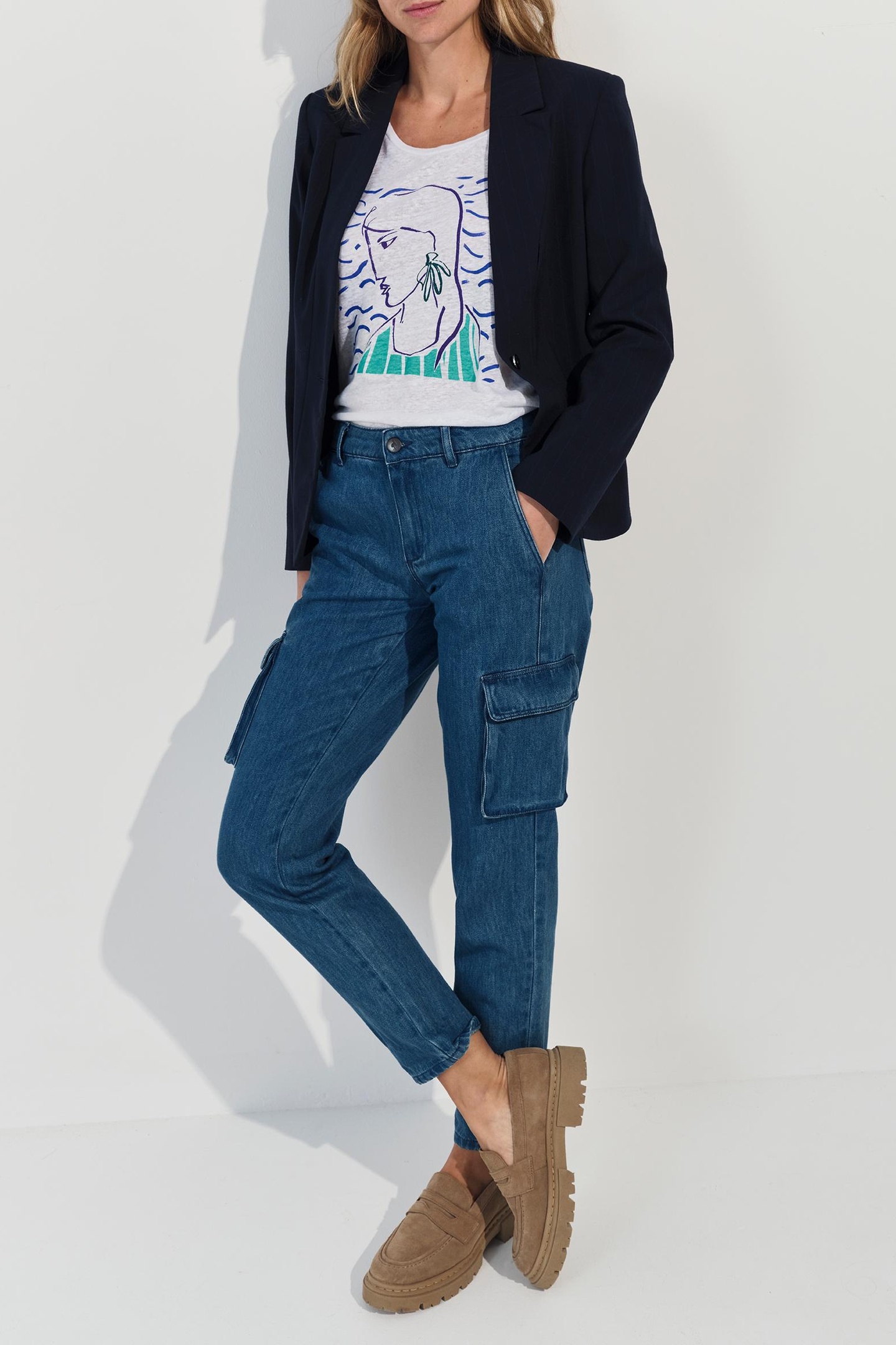 MALONE - WHITE LINEN KNIT T-SHIRT VISUAL PENCILED DANCER 3