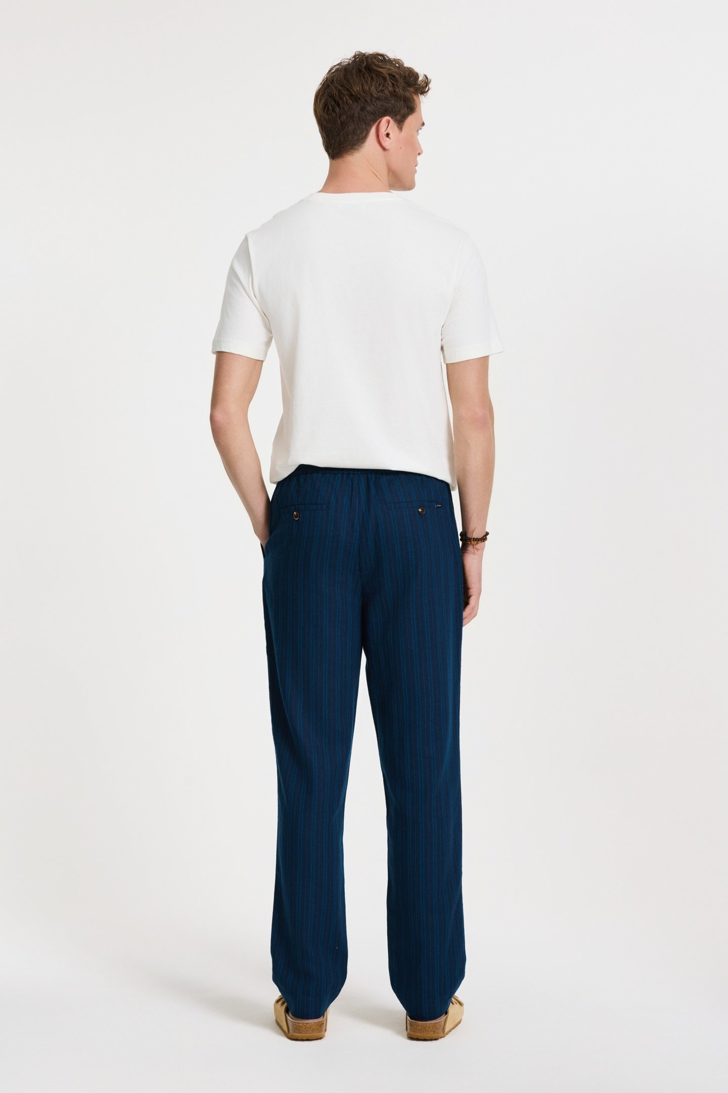 LENNY LINEN TROUSERS YARN DYE STRIPES BLUE DARK NAVY STRIPES 4