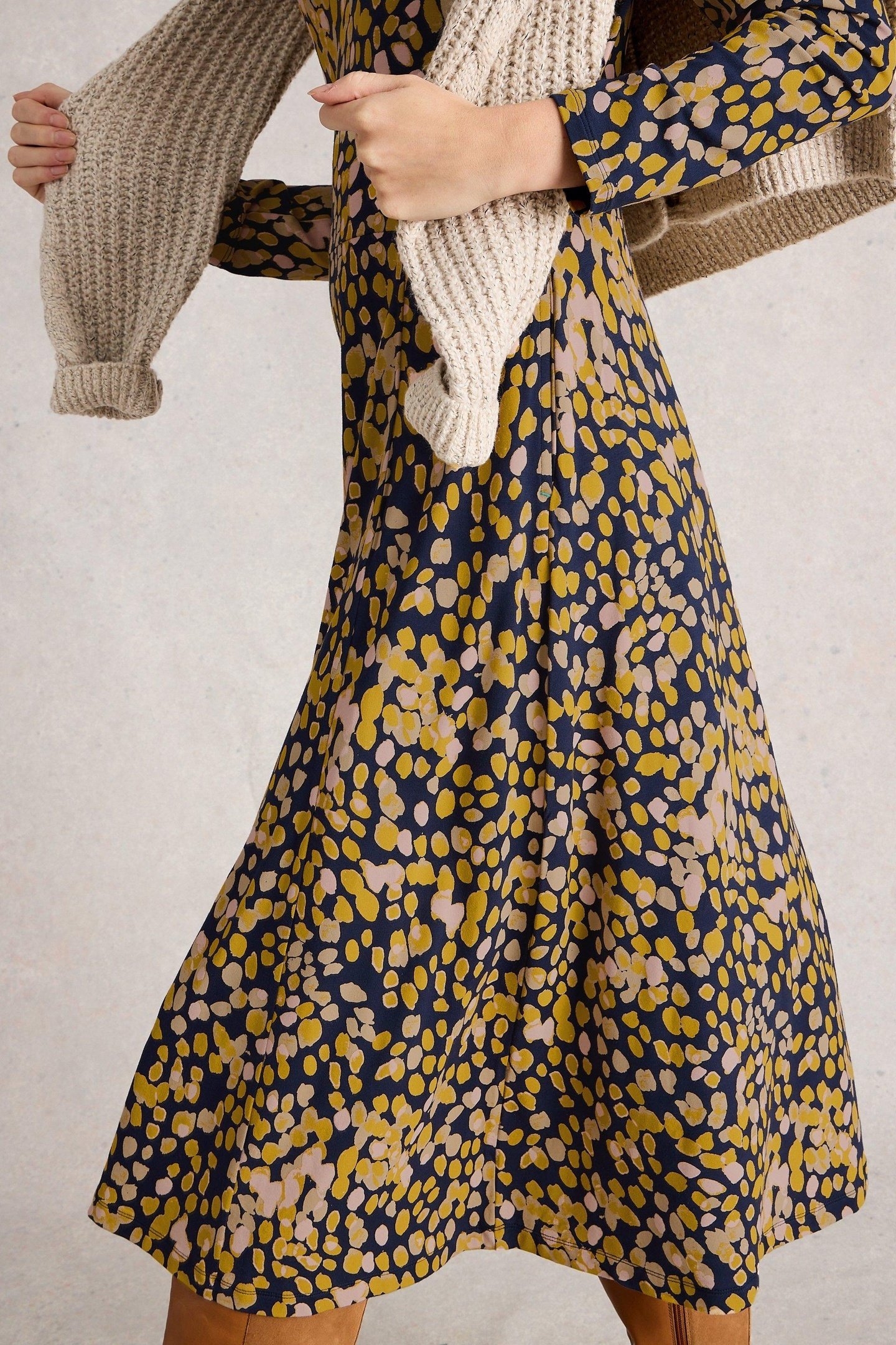 MADELINE JERSEY DRESS CHARTREUSE MULTI 2