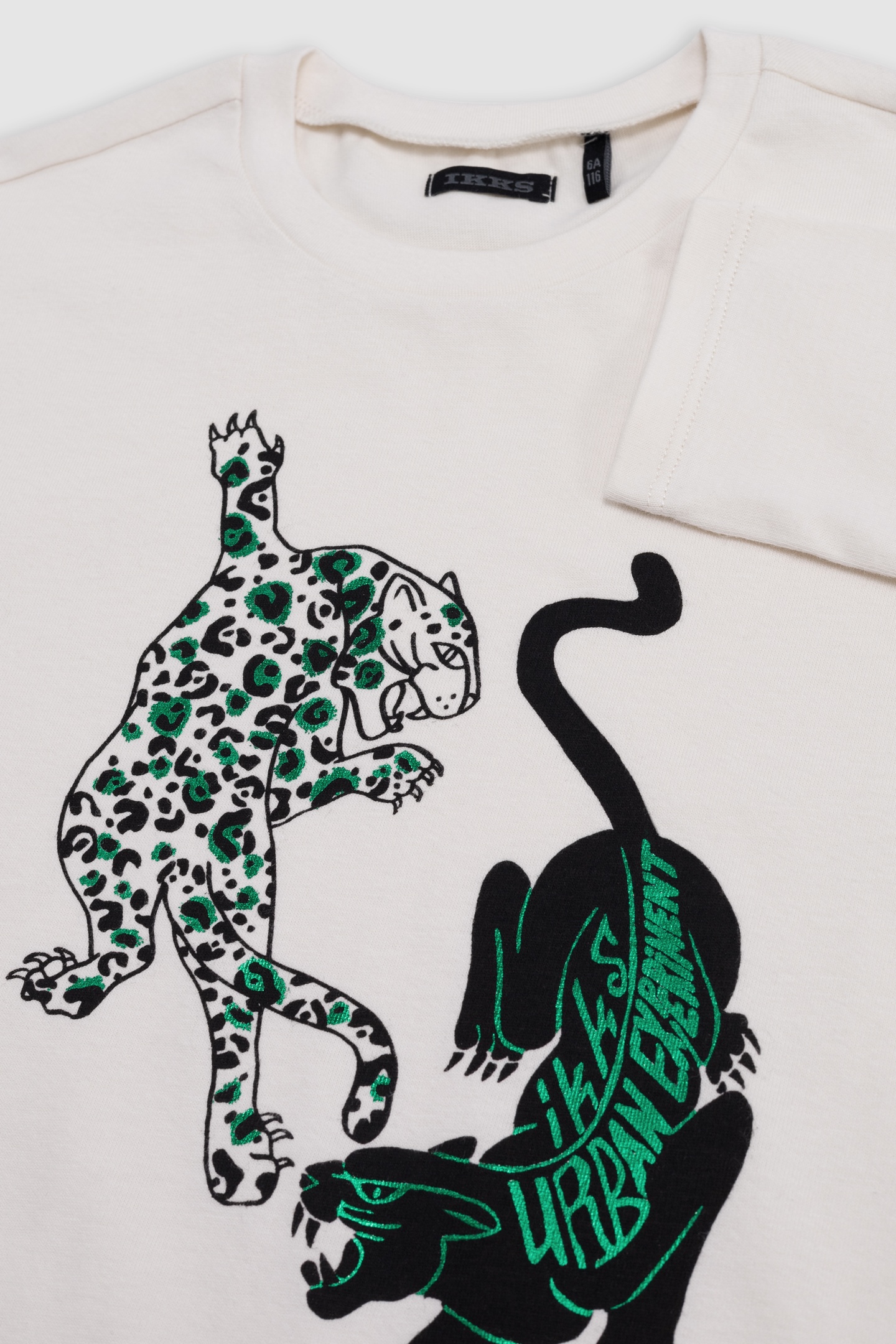 BOY'S ECRU ORGANIC COTTON VISUAL DOUBLE PANTHER T-SHIRT 6