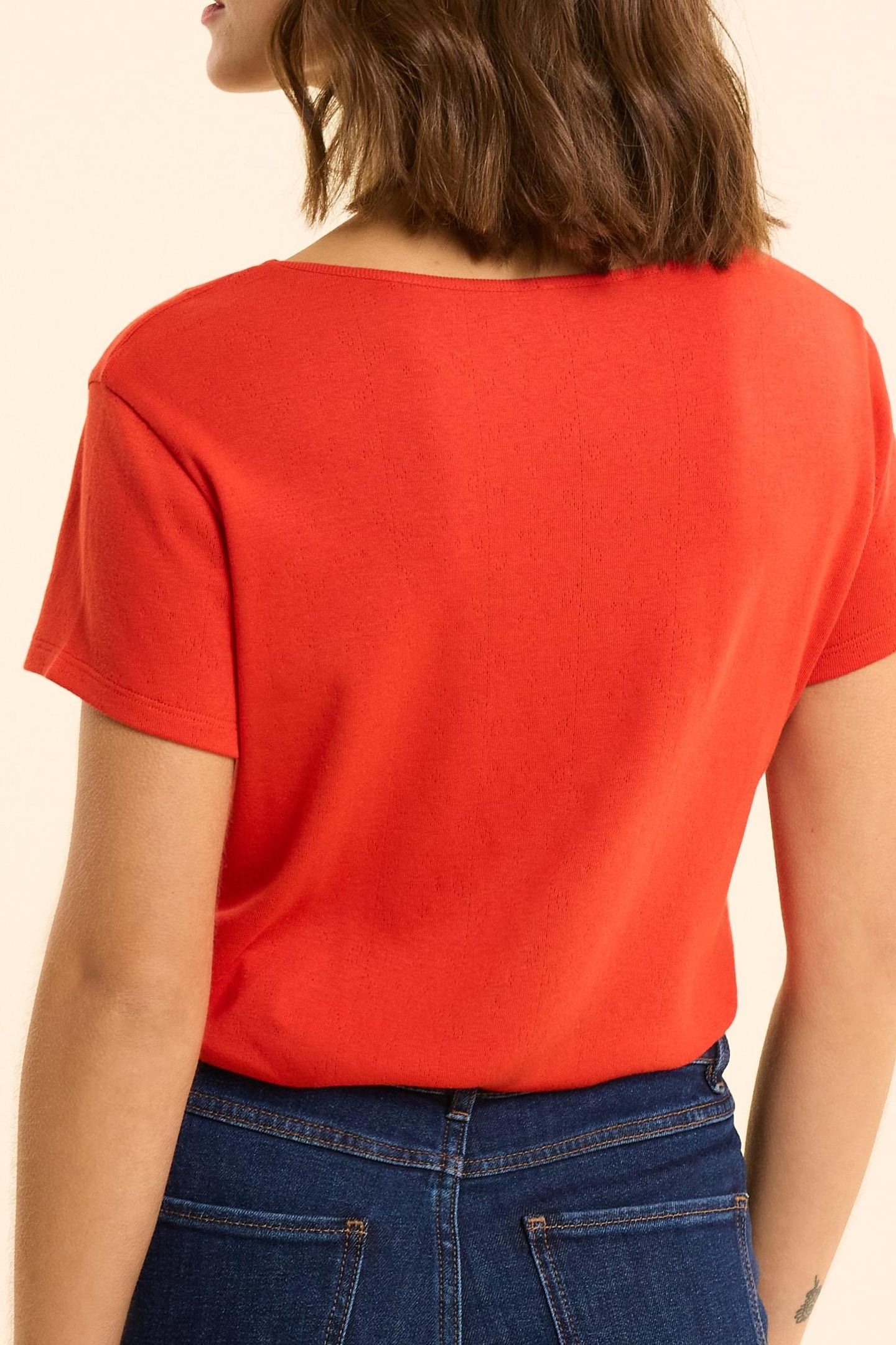 RED POINTELLE KNIT T-SHIRT WITH BUTTONS CARMINE RED 3