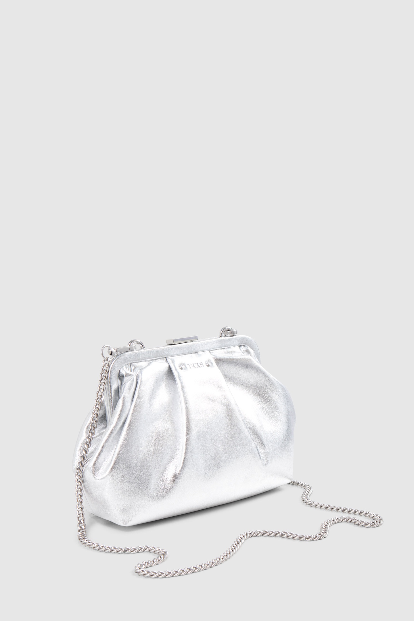 METALLIC SILVER LEATHER POUCH BAG 2